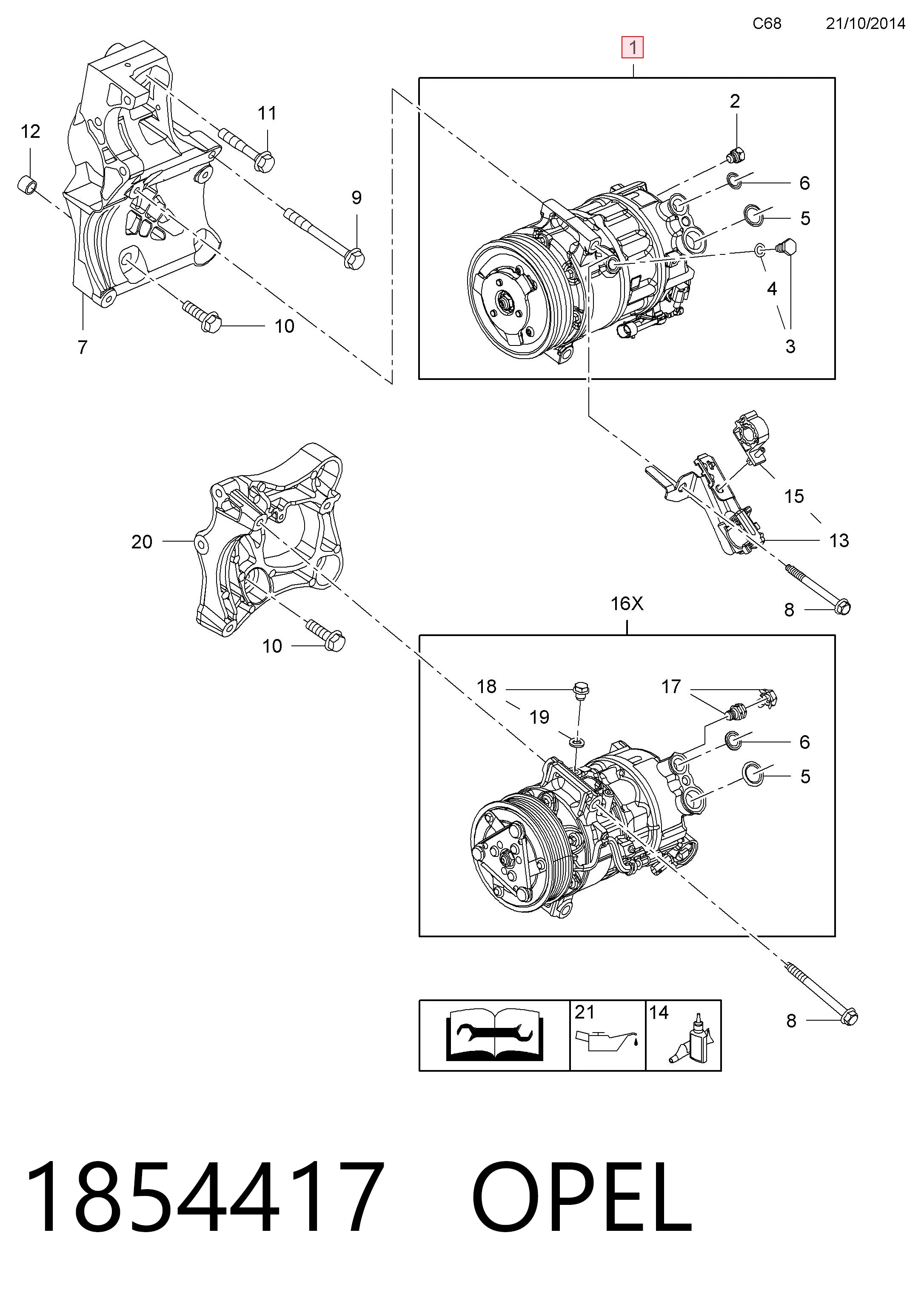1854417 Opel Compressor de aparelho de ar condicionado