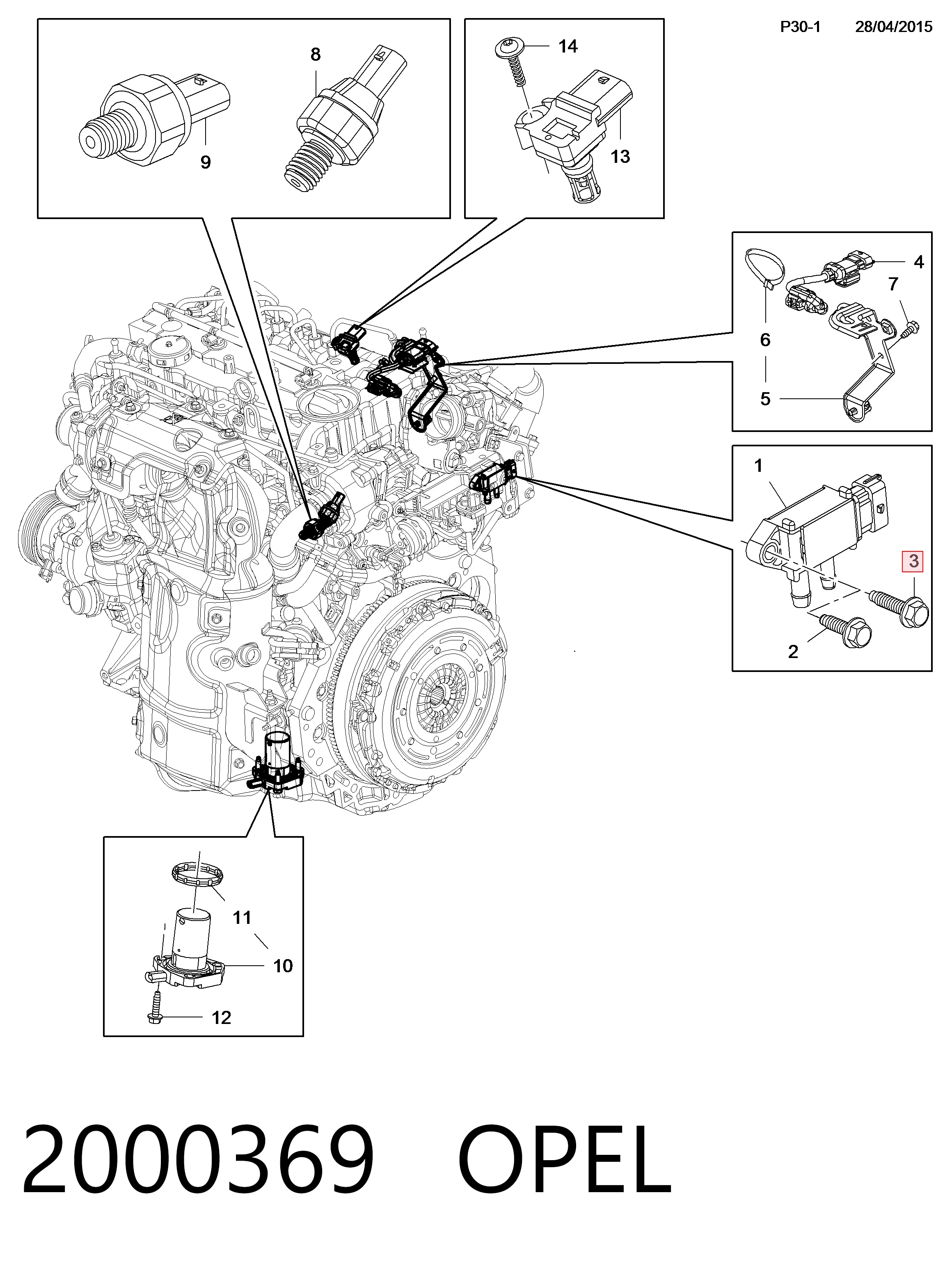 2000369 Opel Parafuso do sistema de escape (do silenciador)