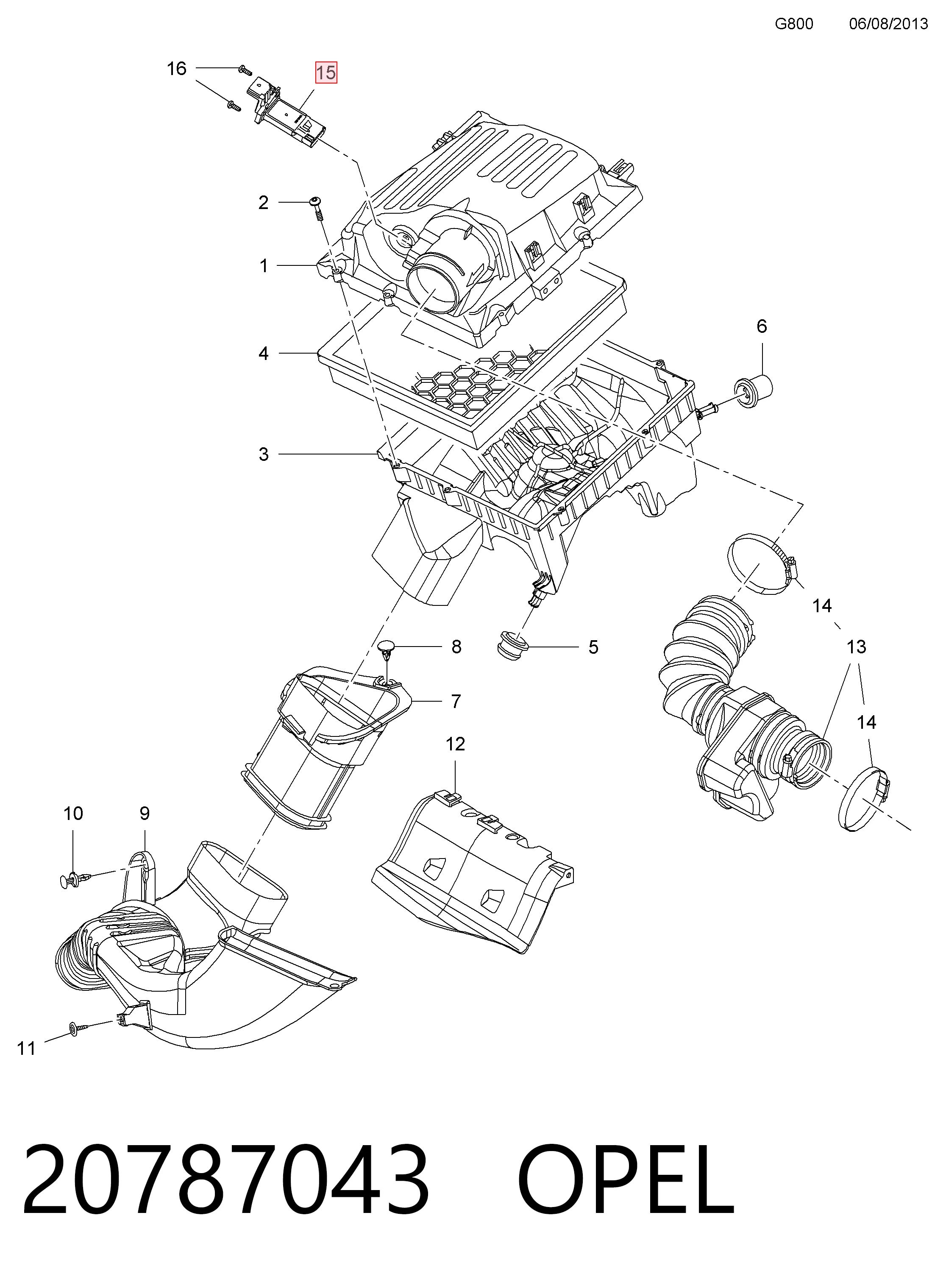 20787043 Opel Sensor de fluxo (consumo) de ar, medidor de consumo M.A.F. - (Mass Airflow)