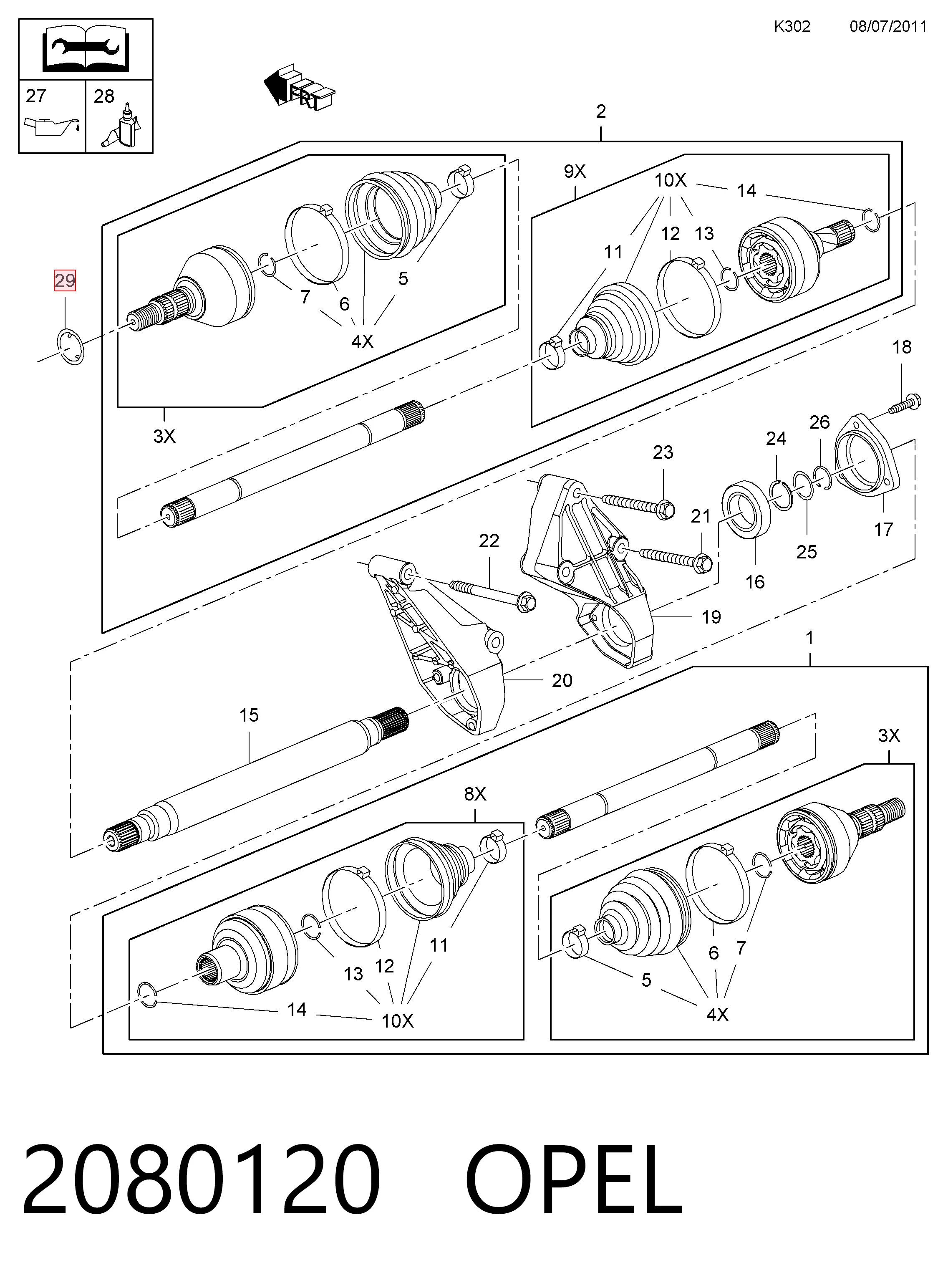 2080120 Opel Anel de travagem de rolamento de cubo dianteiro