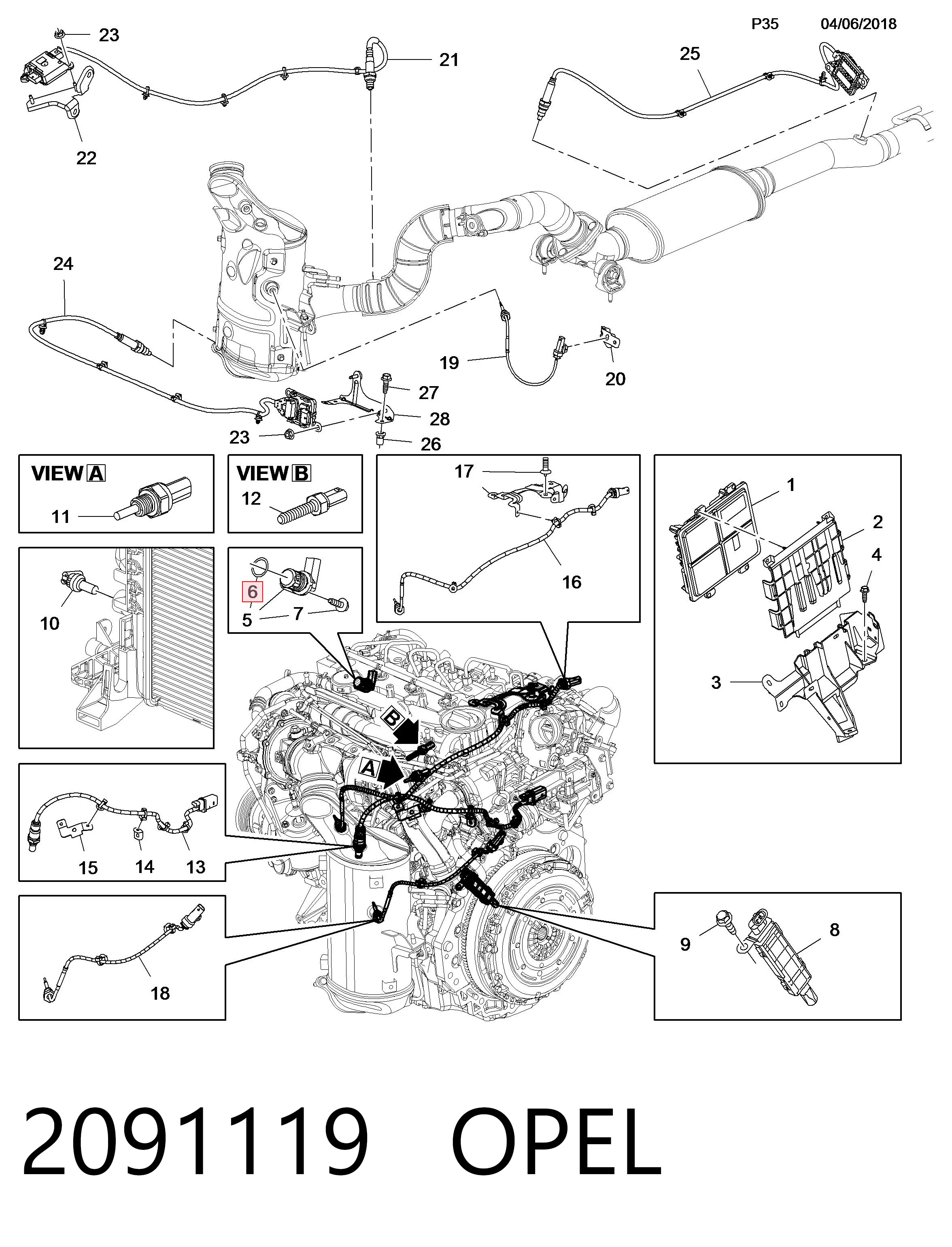 2091119 Opel Sensor de posição da árvore distribuidora
