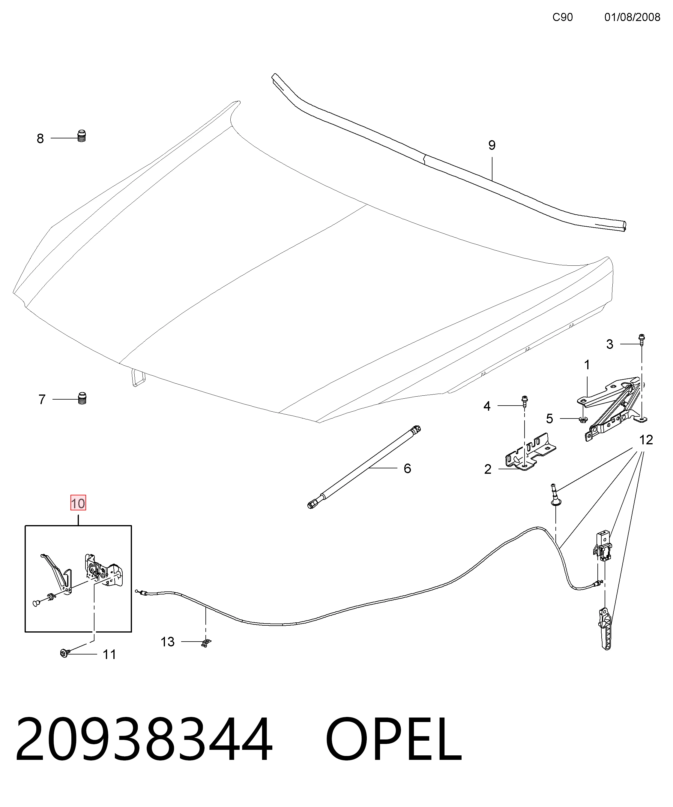 Fecho da capota para Opel Insignia A G09