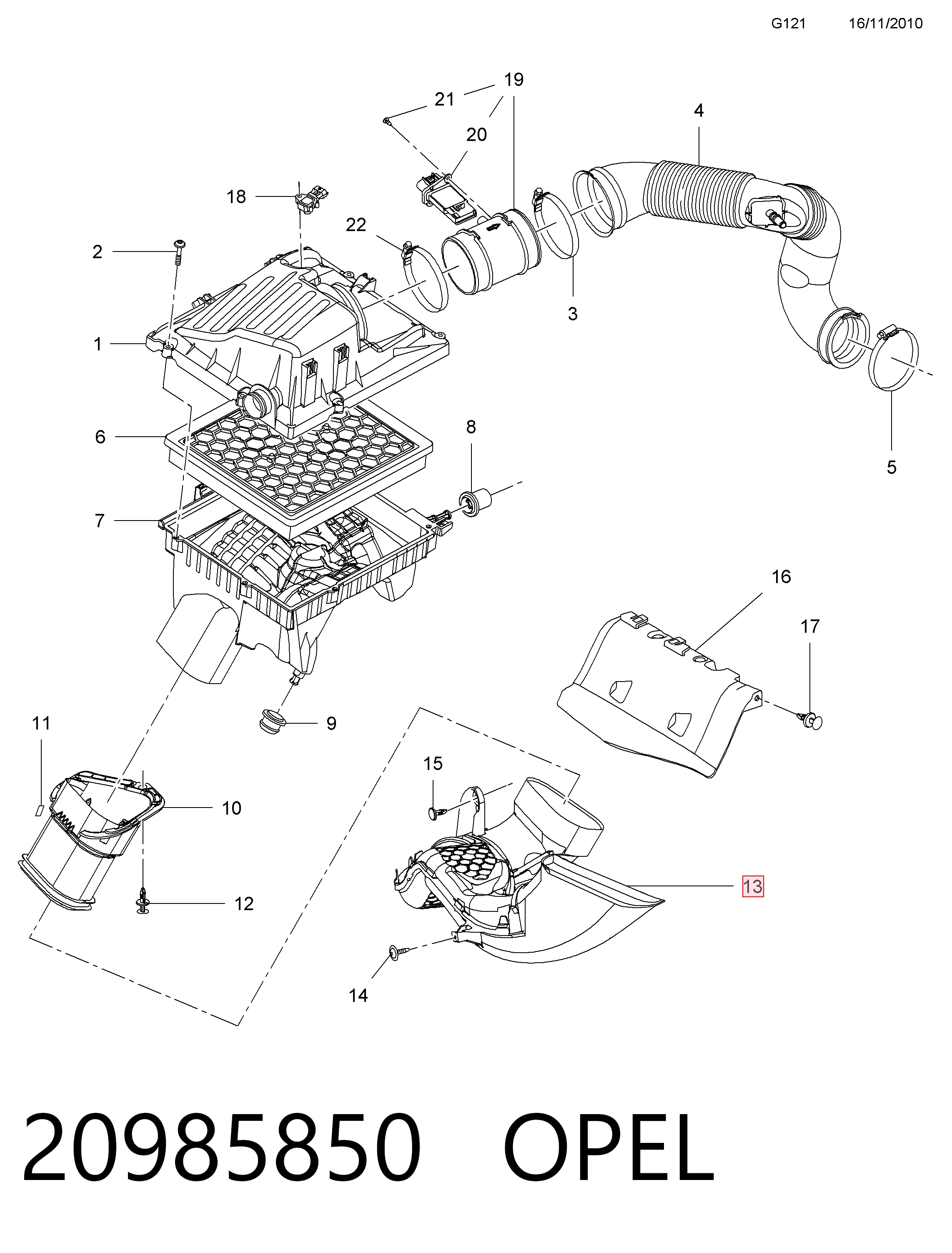Tomada de ar de filtro de ar para Opel Insignia A G09