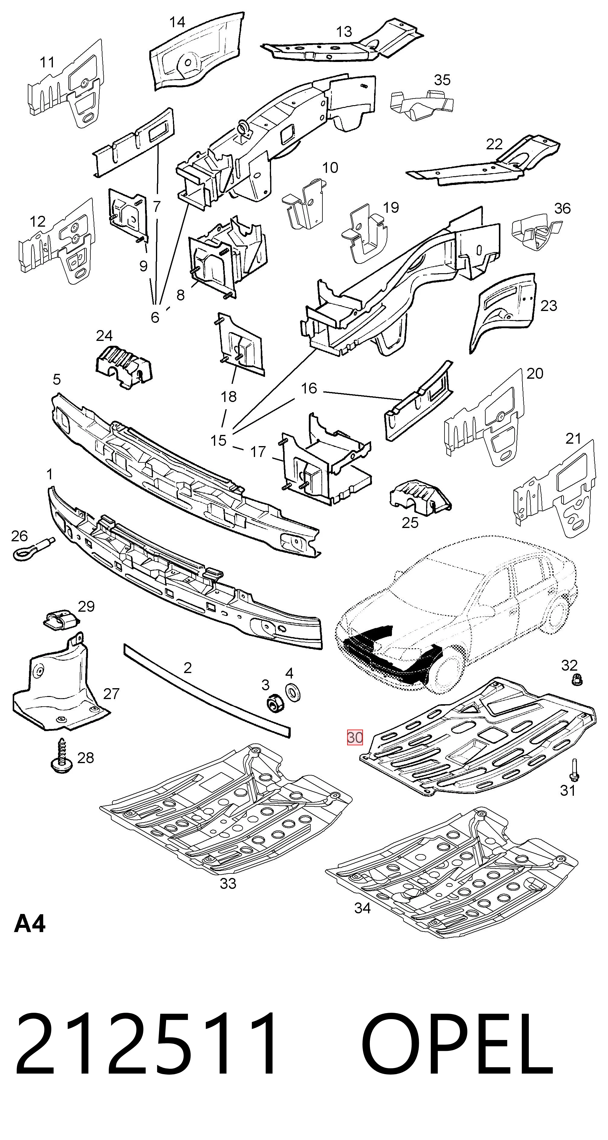 Proteção de motor, de panela (da seção de motor) Opel Zafira  F75 ao melhor preço