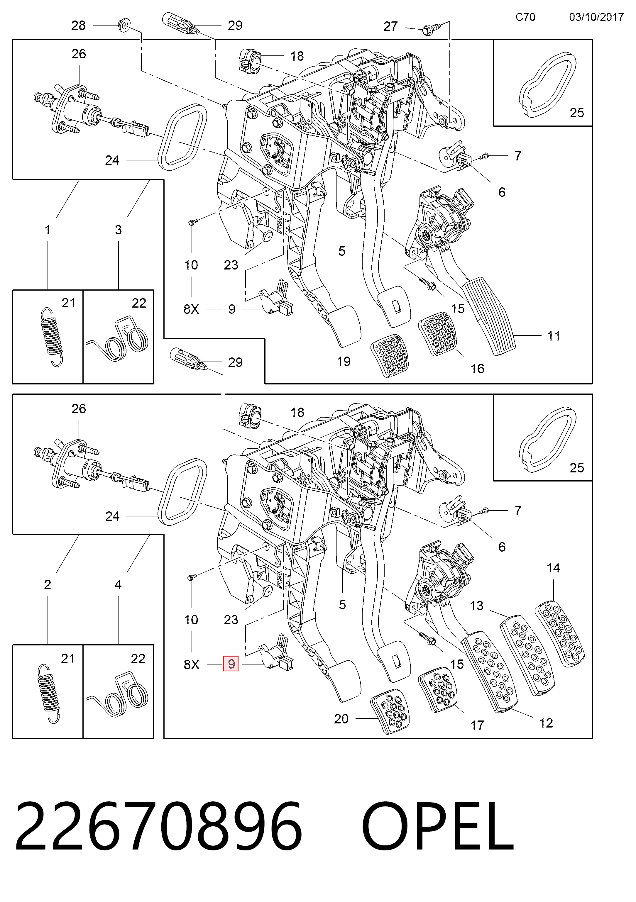 Compre 25894753 Peugeot/Citroen Sensor de posição de pedal de embraiagem
