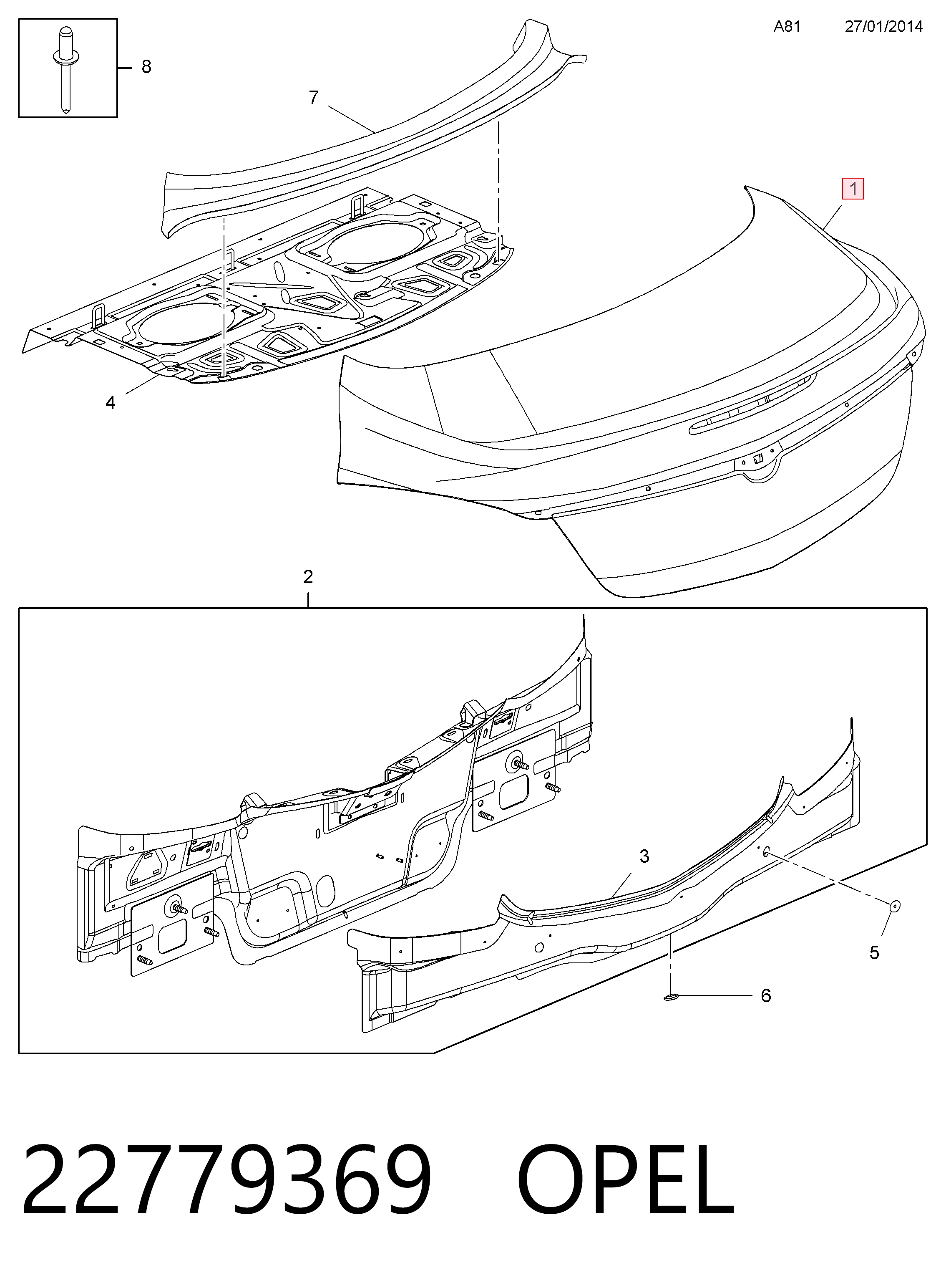 Tampa de porta-malas Opel Insignia A G09