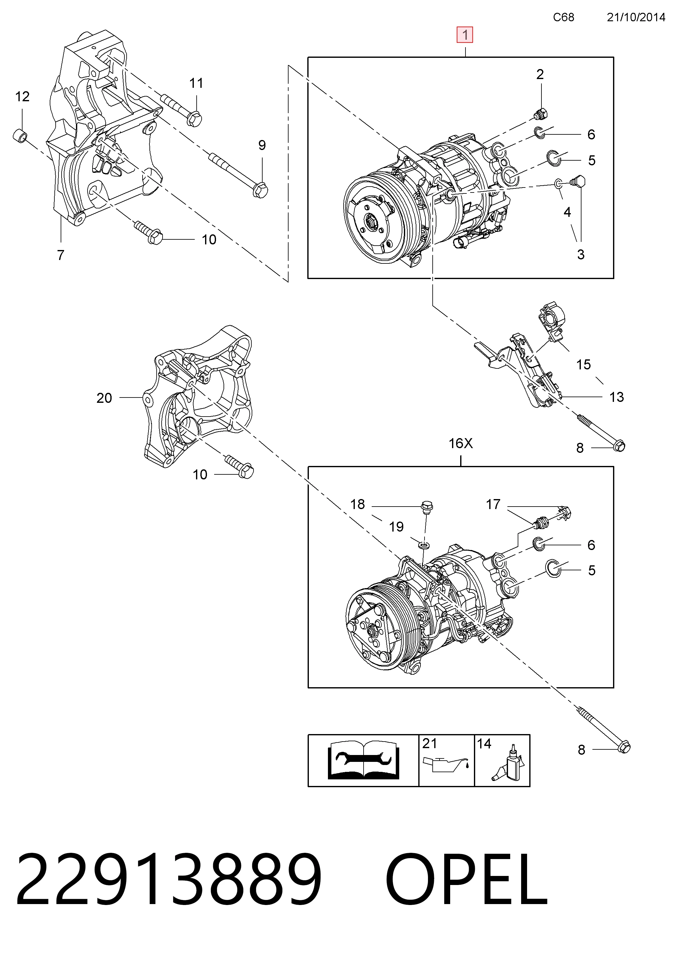22913889 Opel Compressor de aparelho de ar condicionado