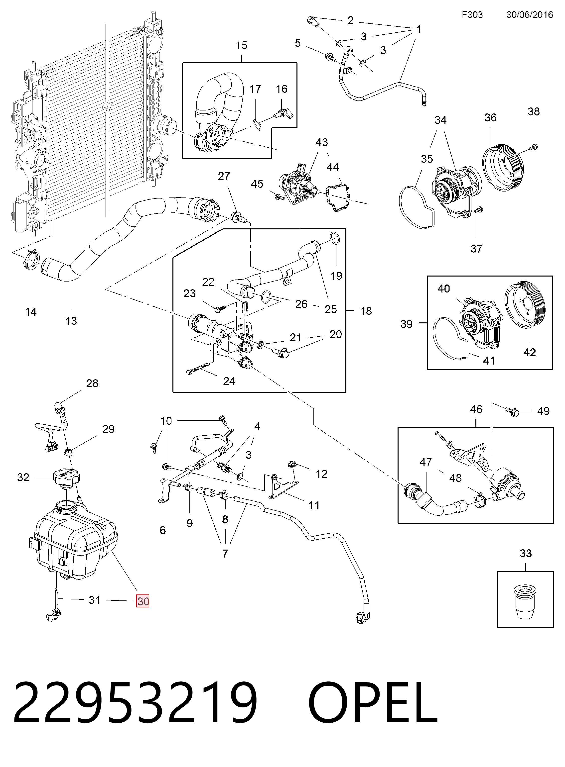 22953219 Opel Tanque de expansão do sistema de esfriamento