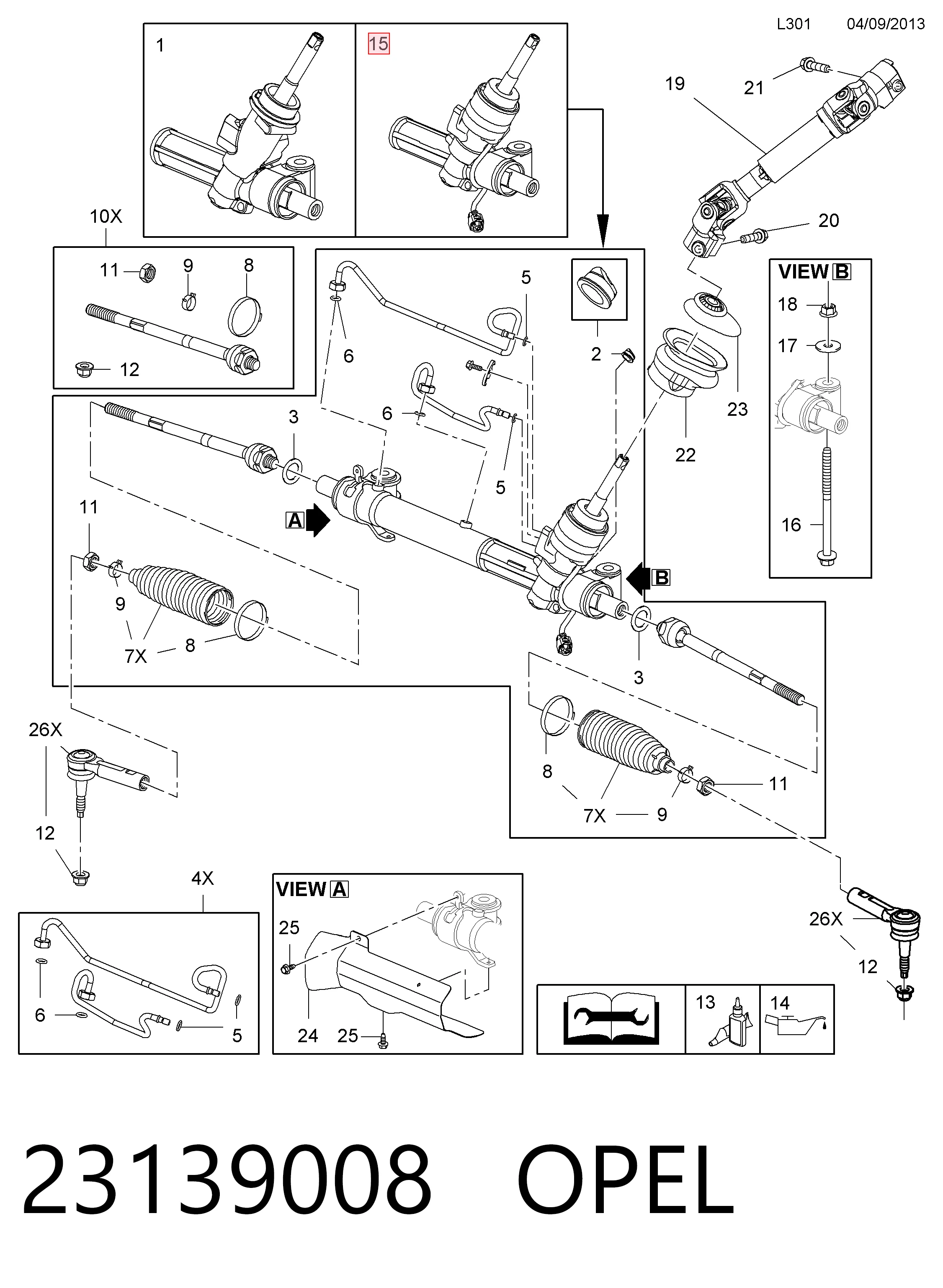 23138998 General Motors Cremalheira da direção