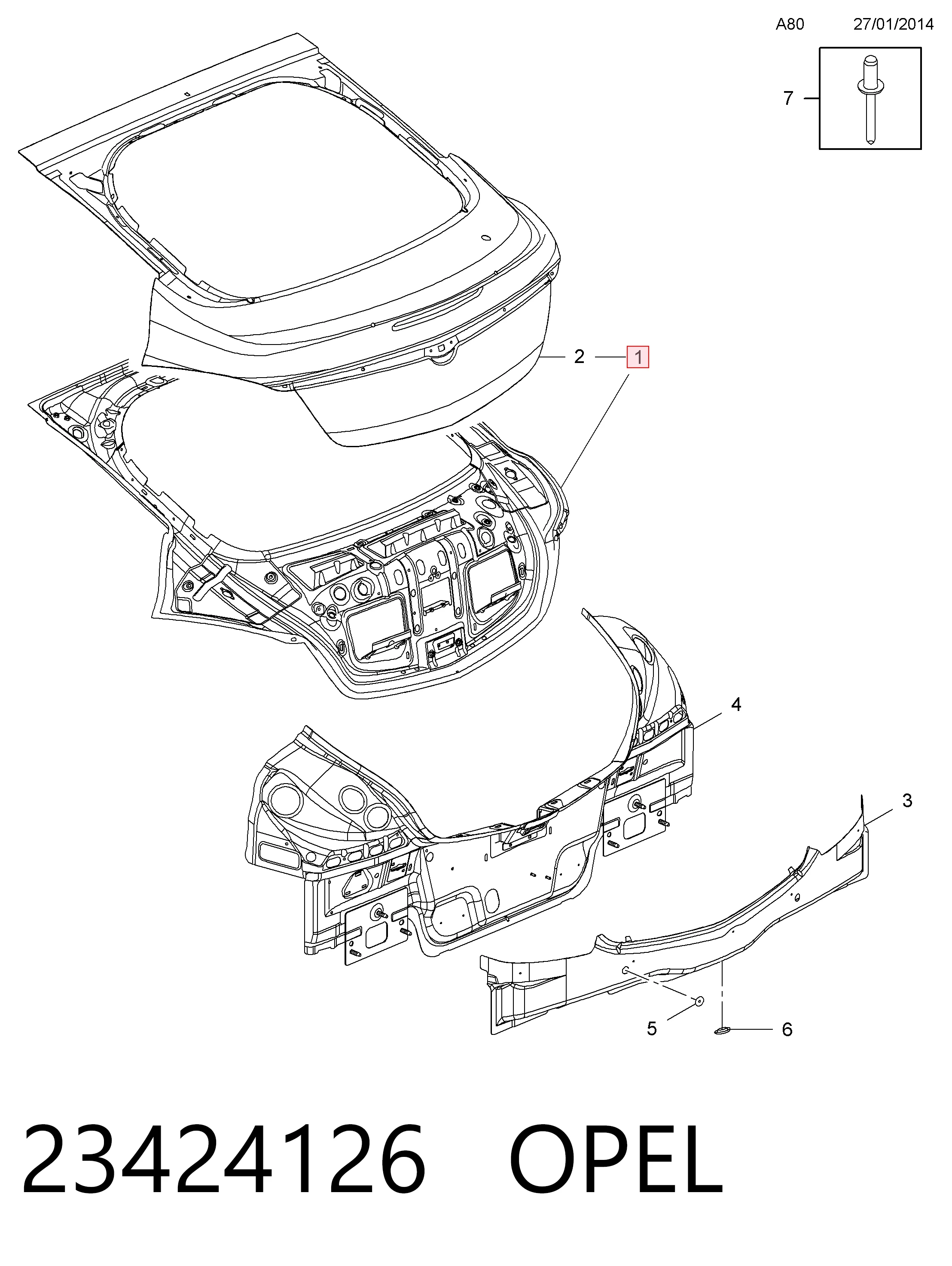  Porta traseira (3ª/5ª porta-malas (tampa de alcapão) Opel Insignia A hatchback (G09) (2008 - 2017) A