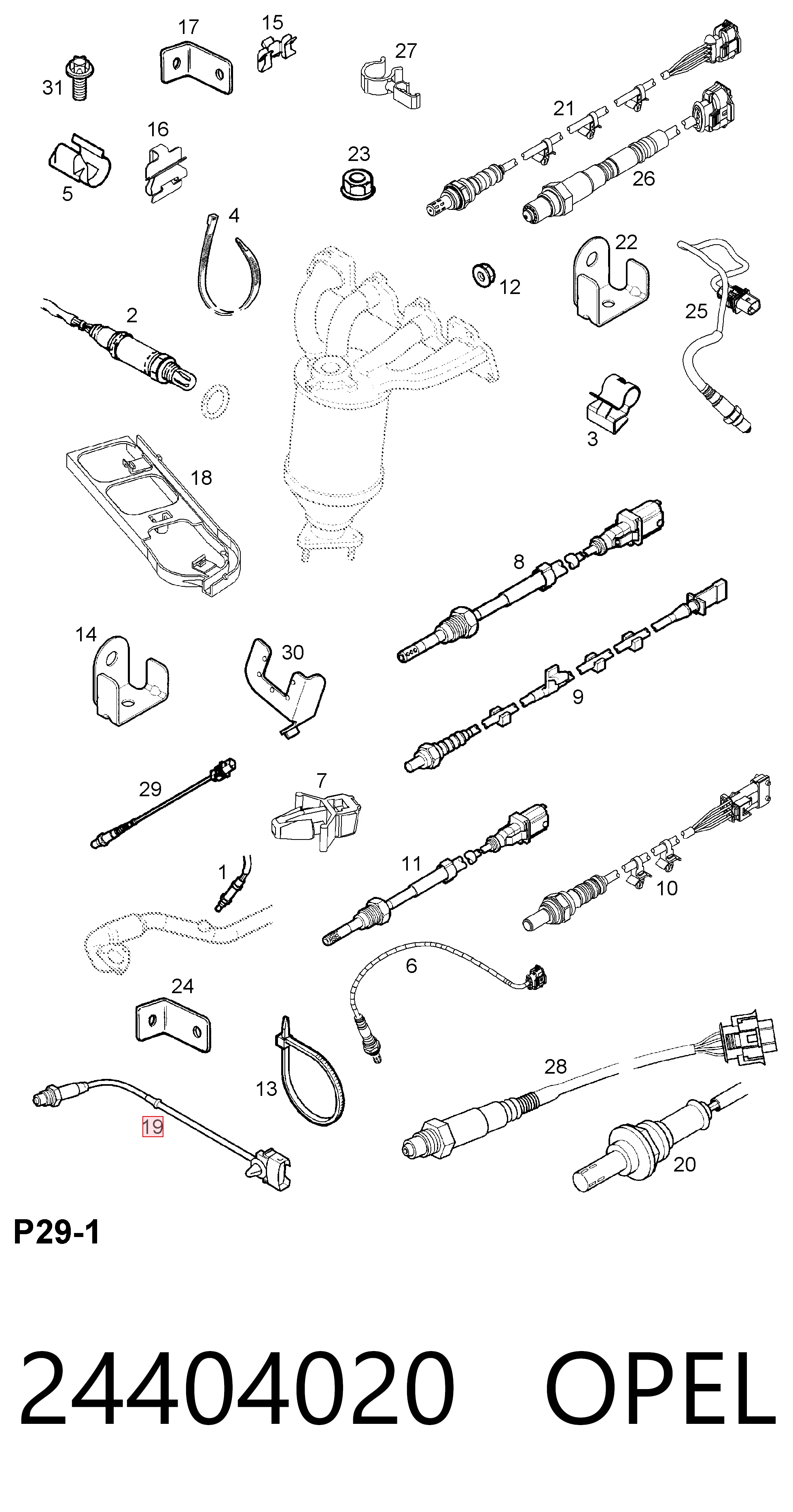 24404020 Opel Sonda lambda, sensor de oxigênio