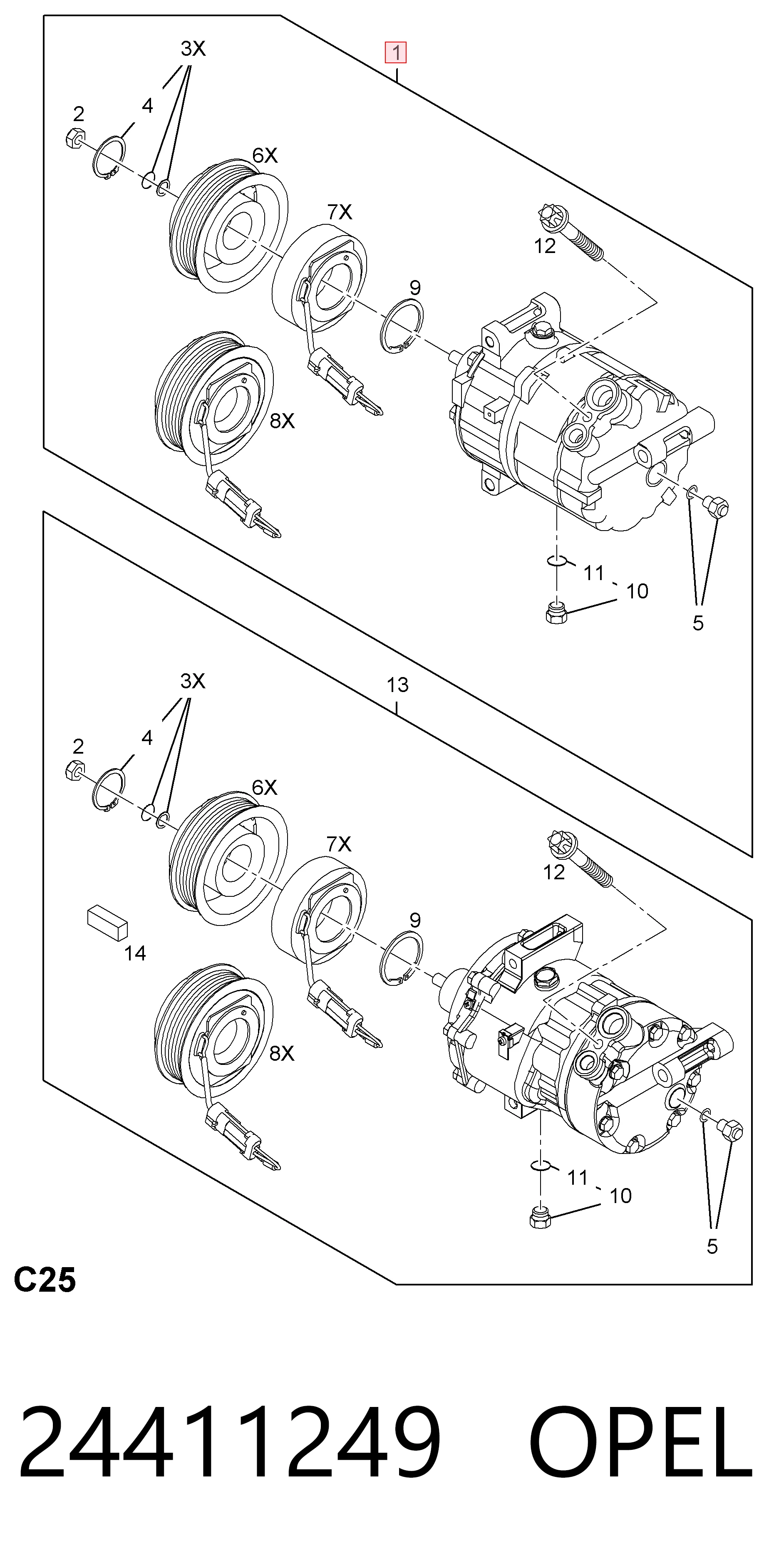 24411249 Opel Compressor de aparelho de ar condicionado