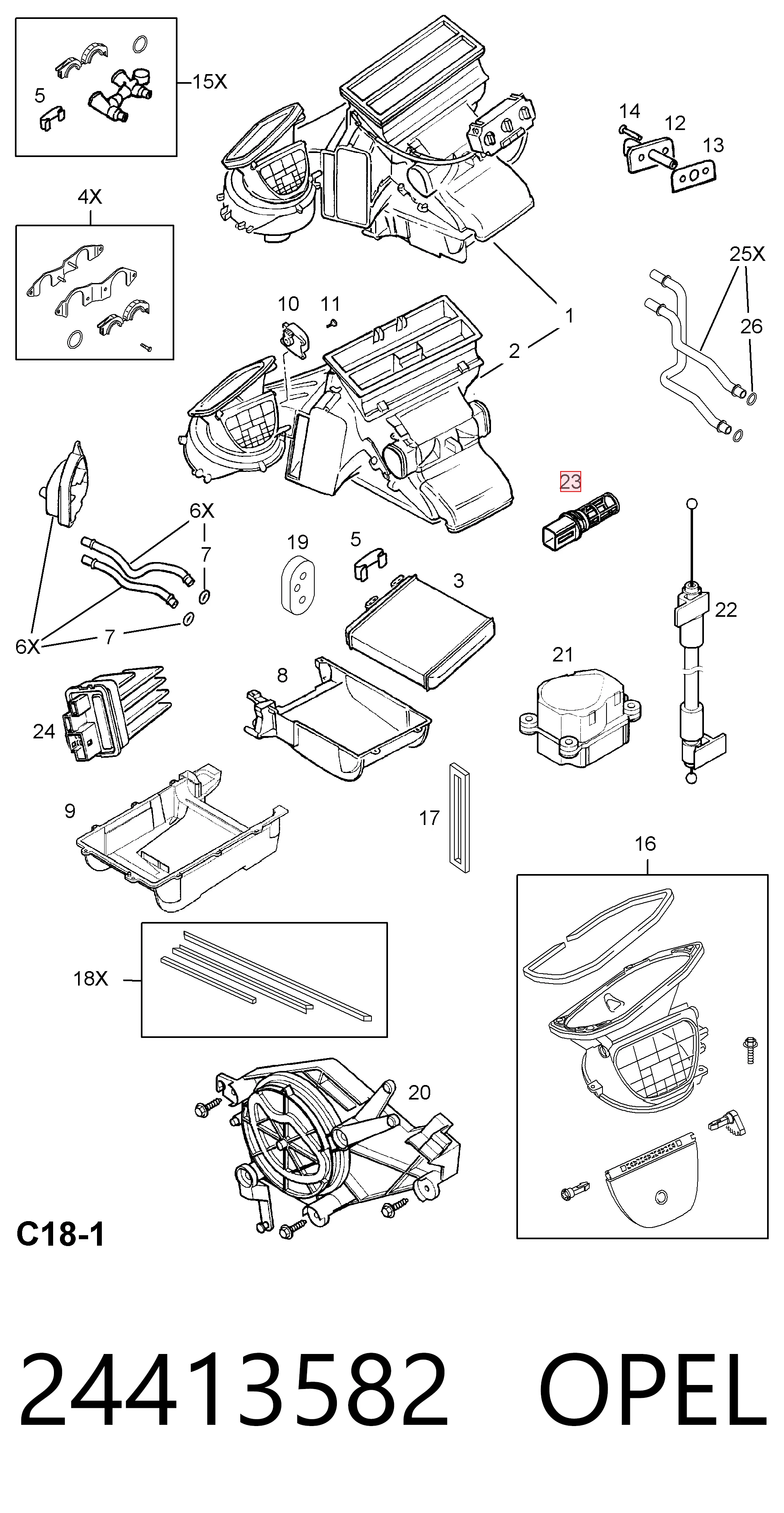 24413582 General Motors Sensor de temperatura de ar no salão