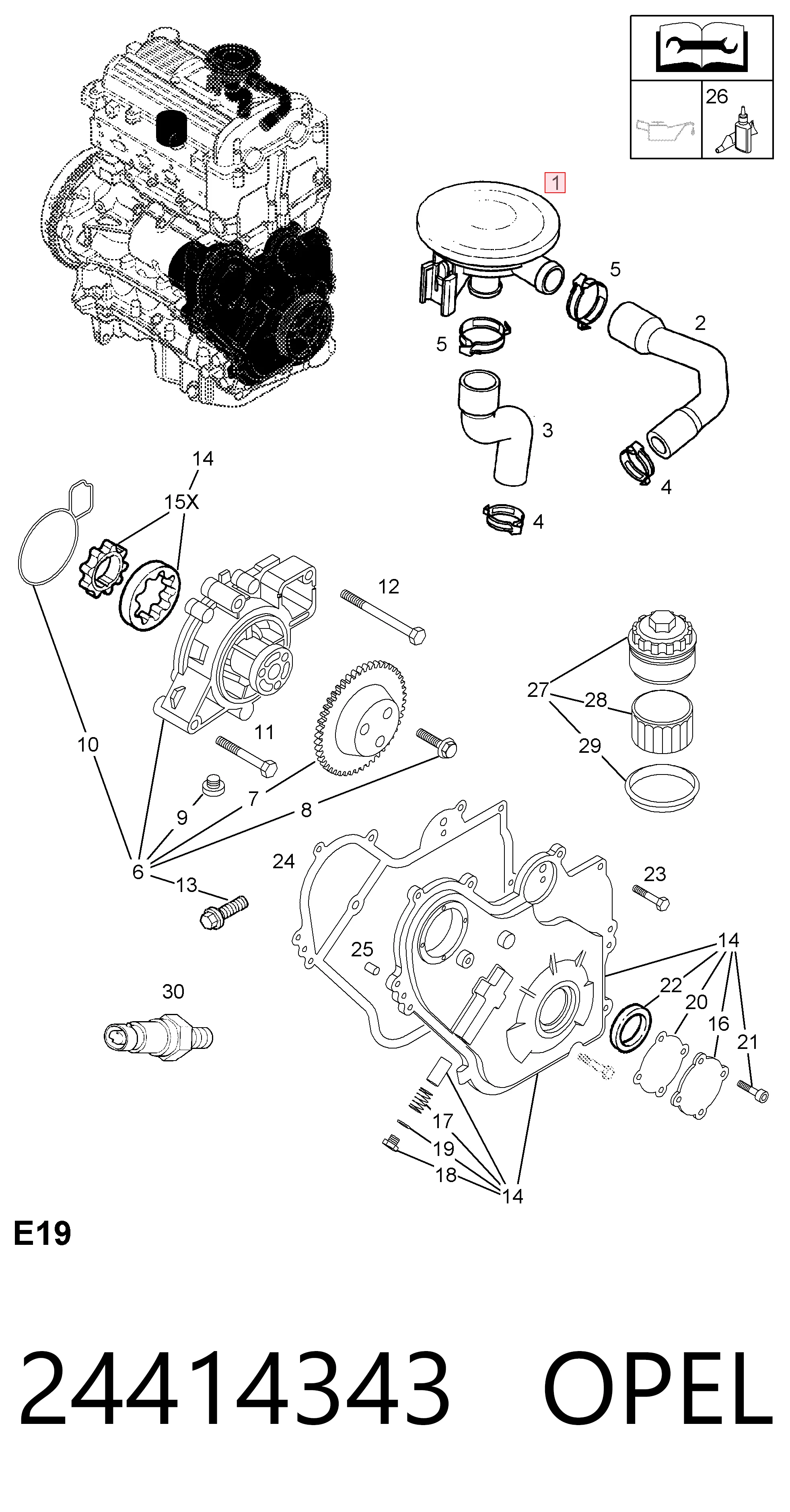 24414343 Peugeot/Citroen Válvula PCV de ventilação dos gases de cárter