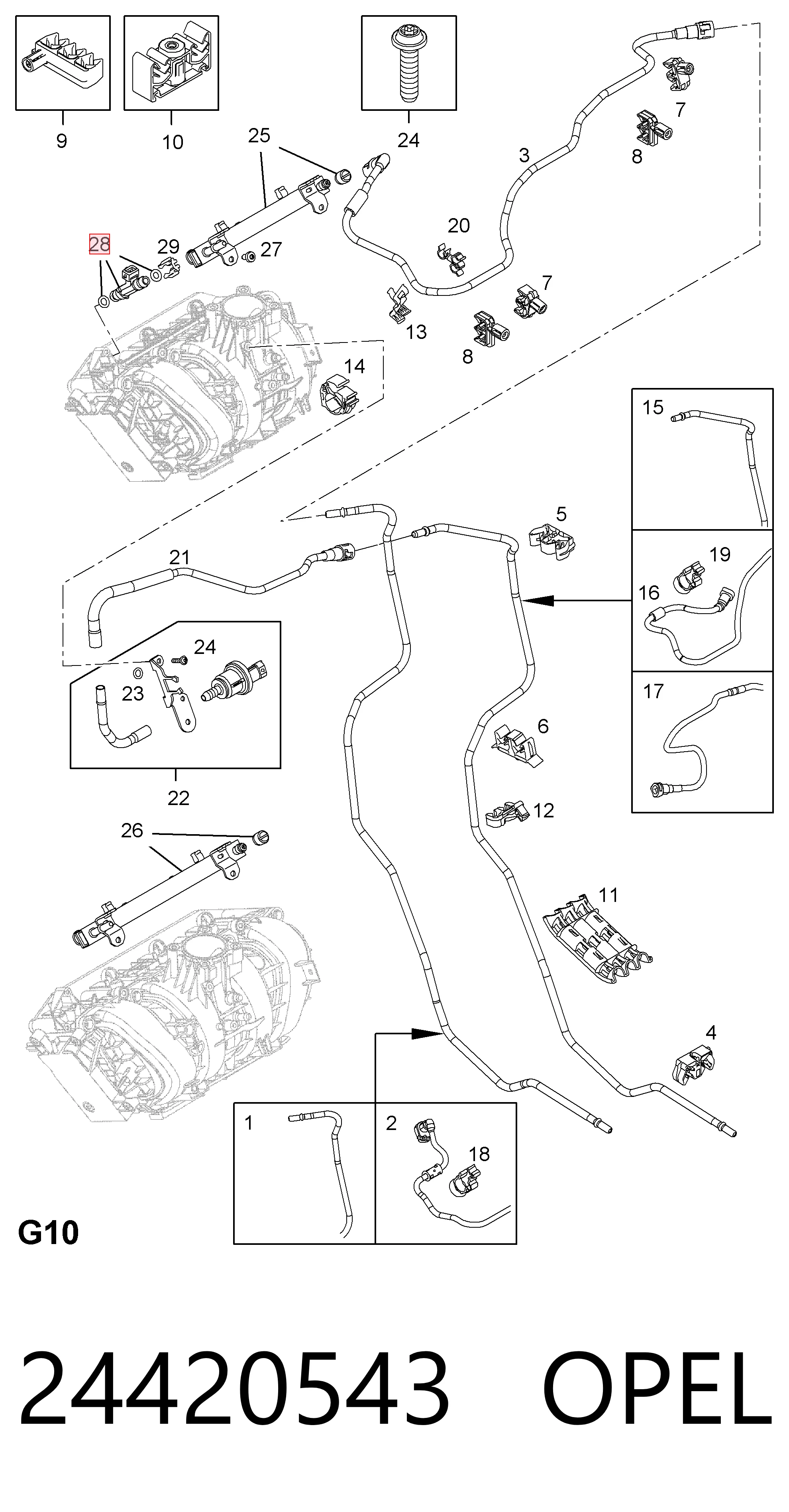 24420543 Opel Injetor de injeção de combustível