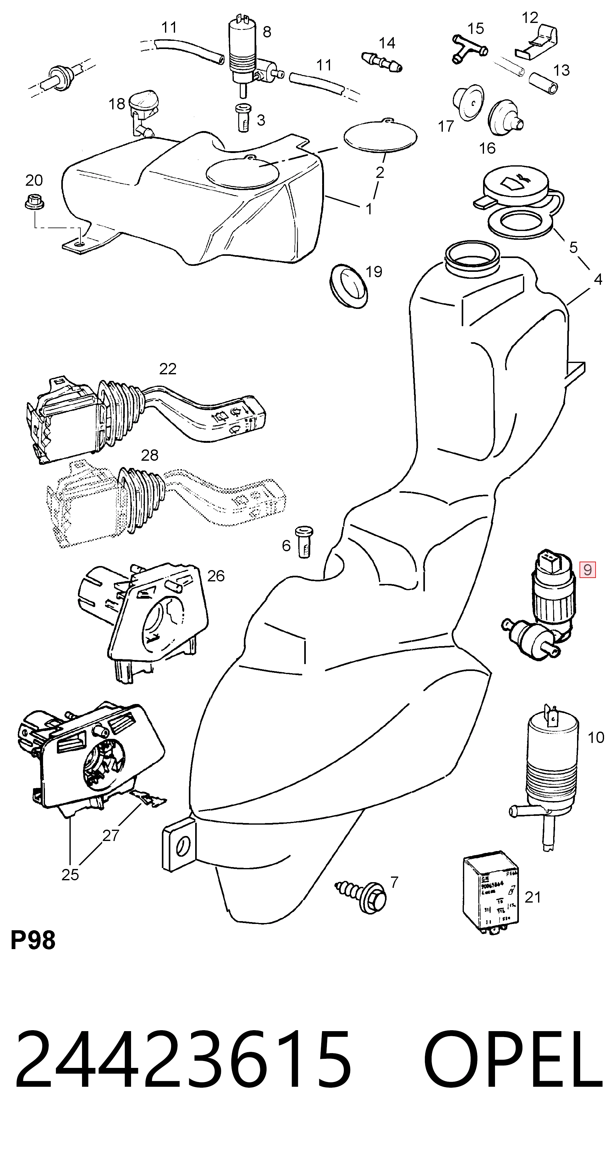 Bomba de motor de fluido para lavador de vidro dianteiro 1450185 General Motors