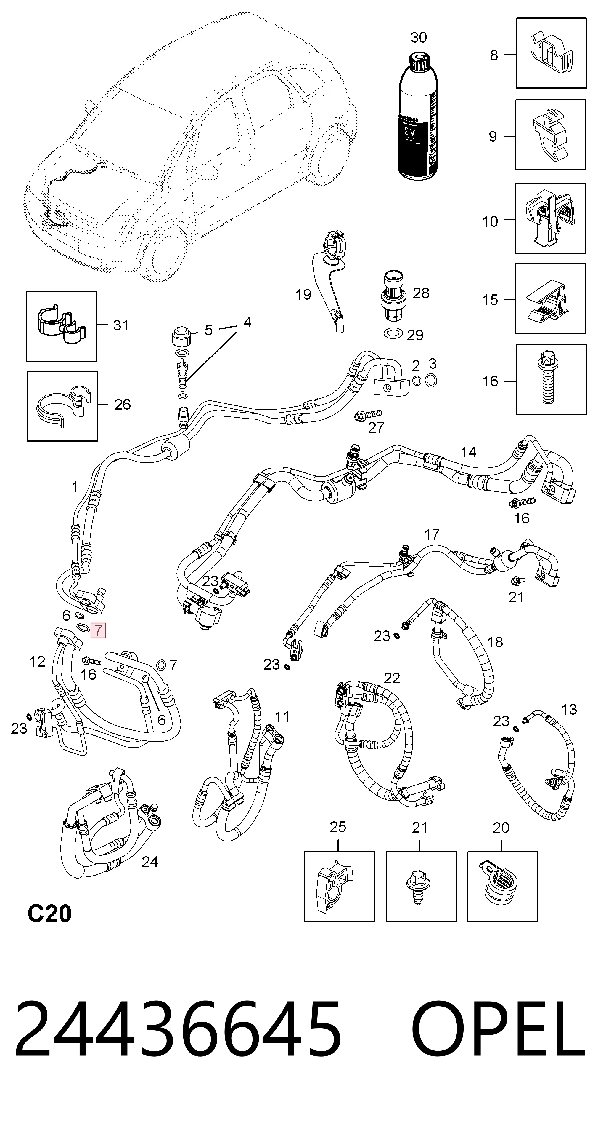 Compre 24436645 Peugeot/Citroen Vedante anular de mangueira do compressor de retorno