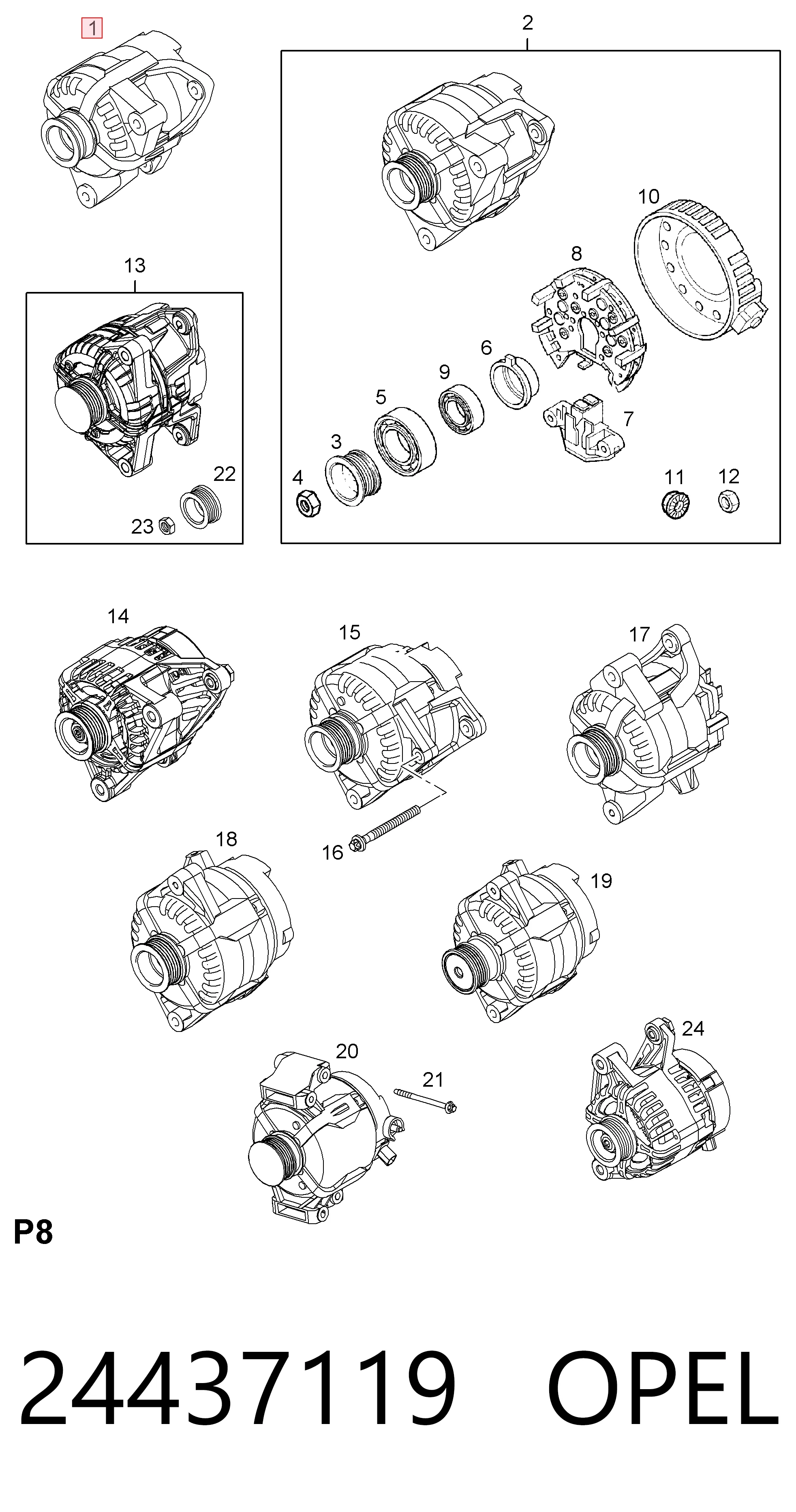 24437119 Opel Gerador