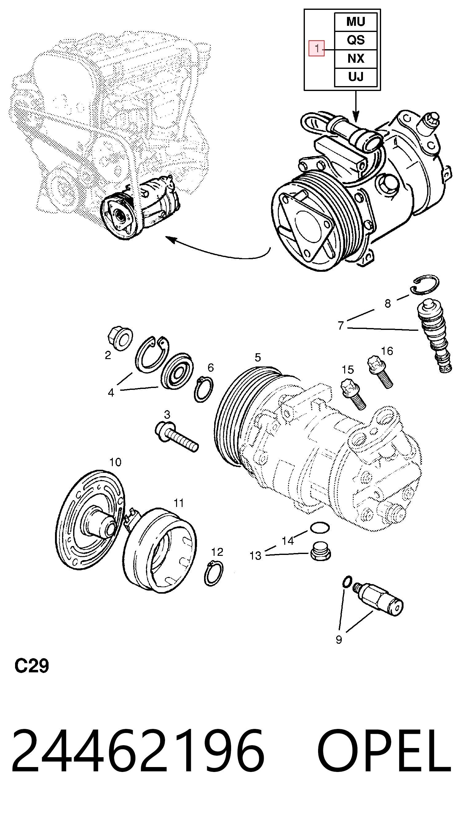 24462196 Opel Compressor de aparelho de ar condicionado