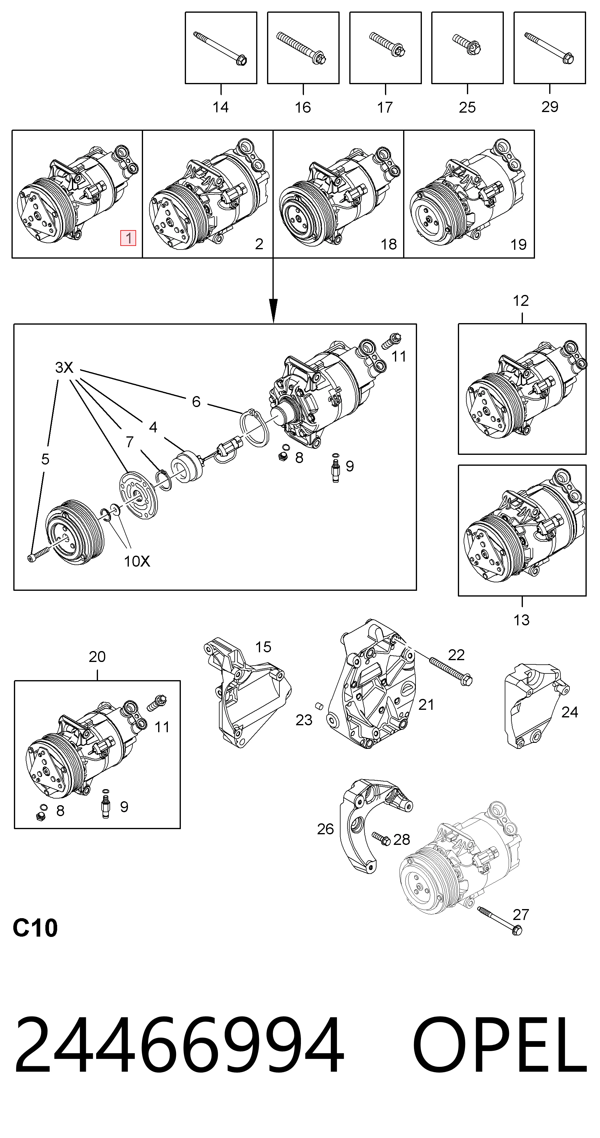 24466994 Opel Compressor de aparelho de ar condicionado