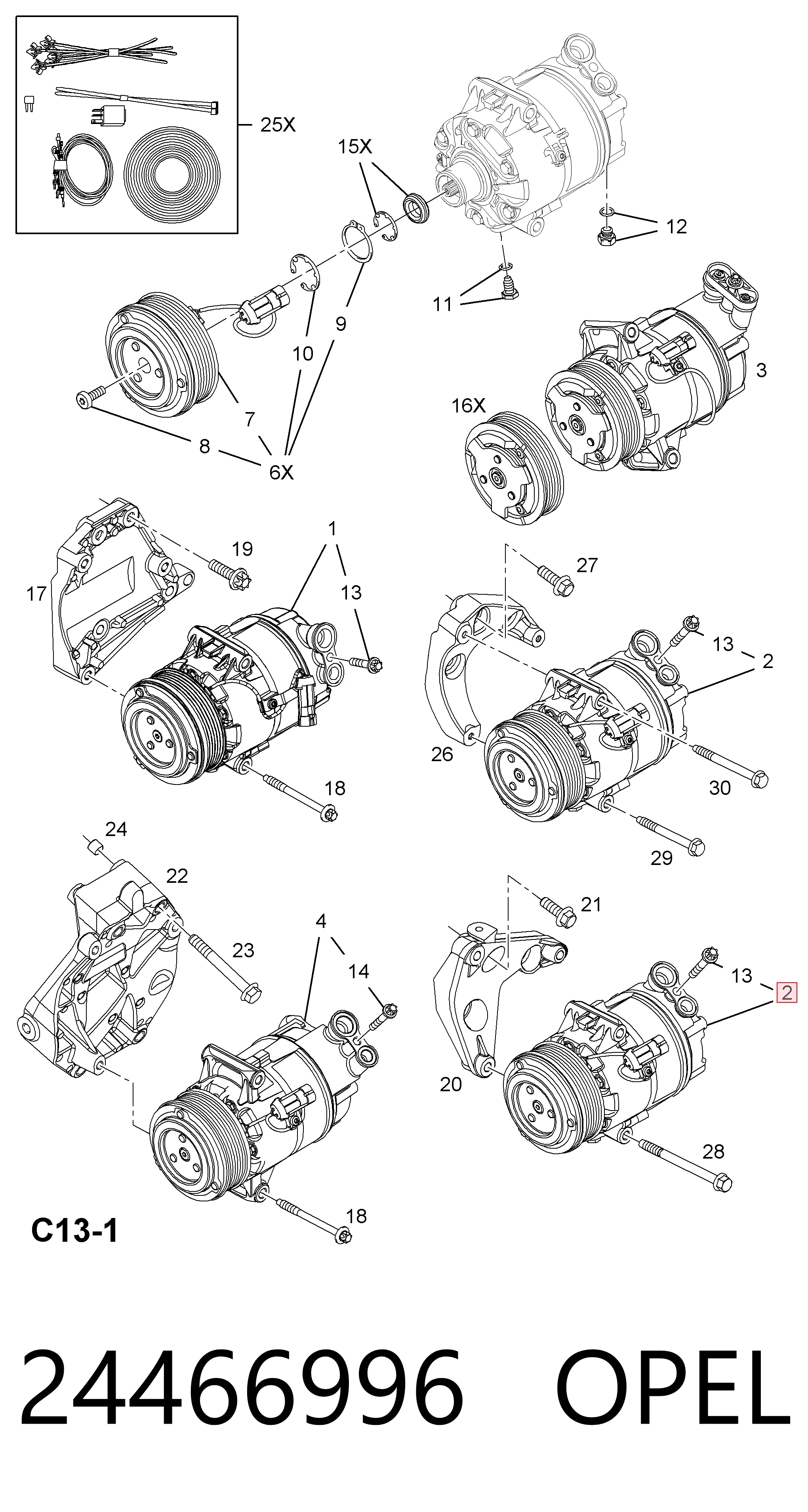 24466996 Opel Compressor de aparelho de ar condicionado