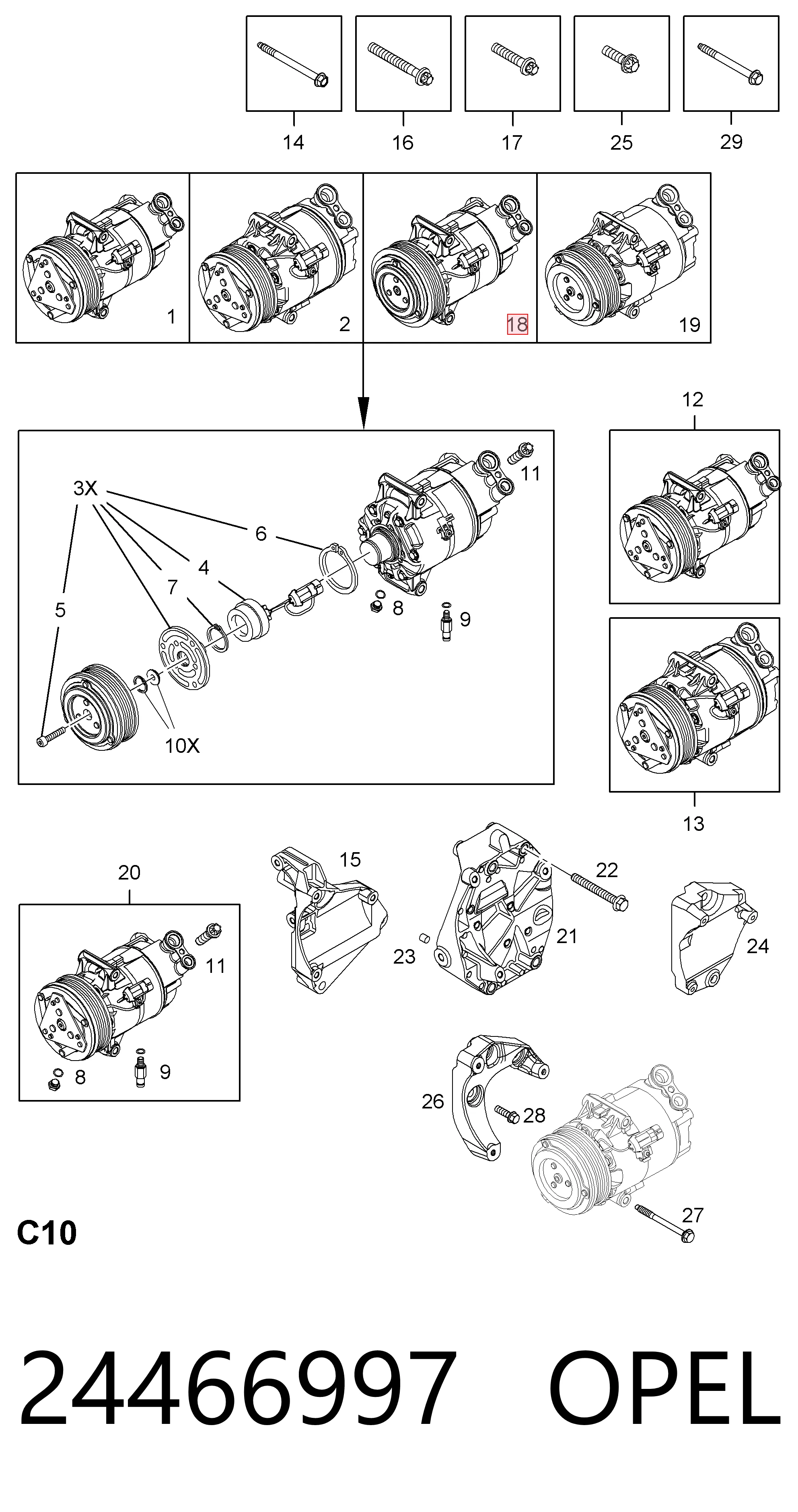 24466997 Opel Compressor de aparelho de ar condicionado