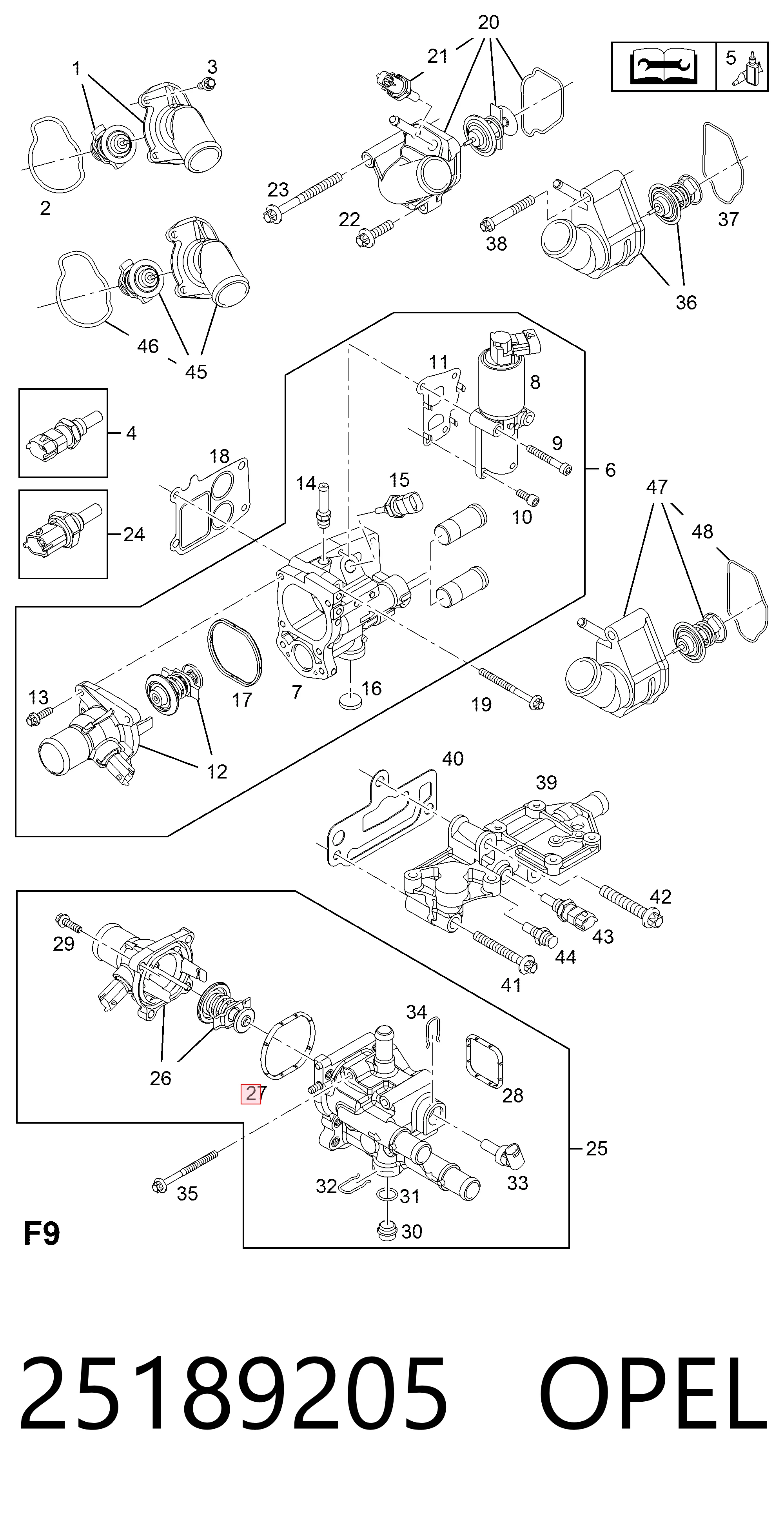 Compre 25189205 Peugeot/Citroen Vedante de termostato