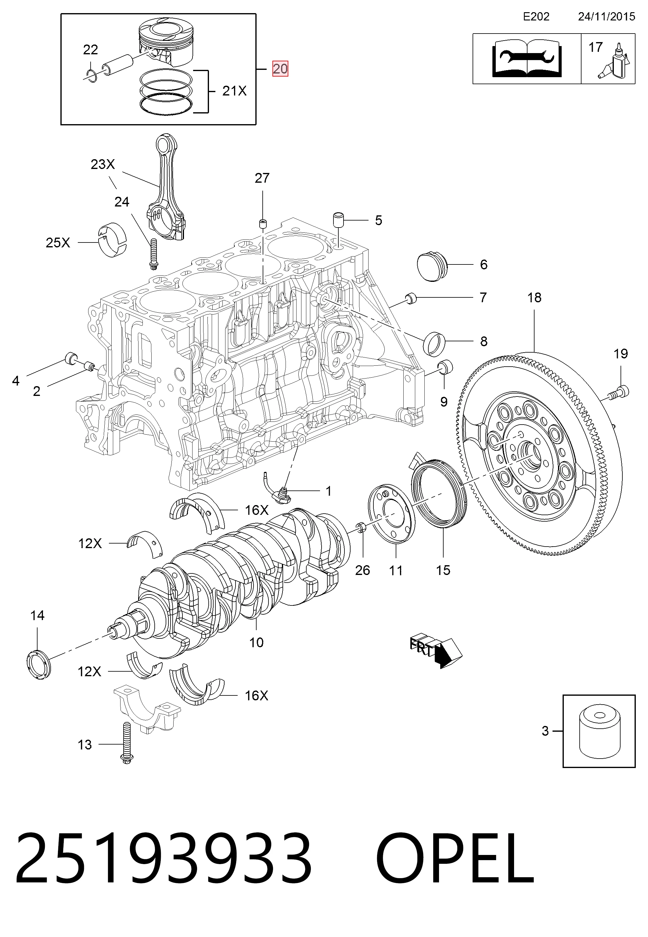 Pistão do kit para 1 cilindro, STD 55567934 Peugeot/Citroen
