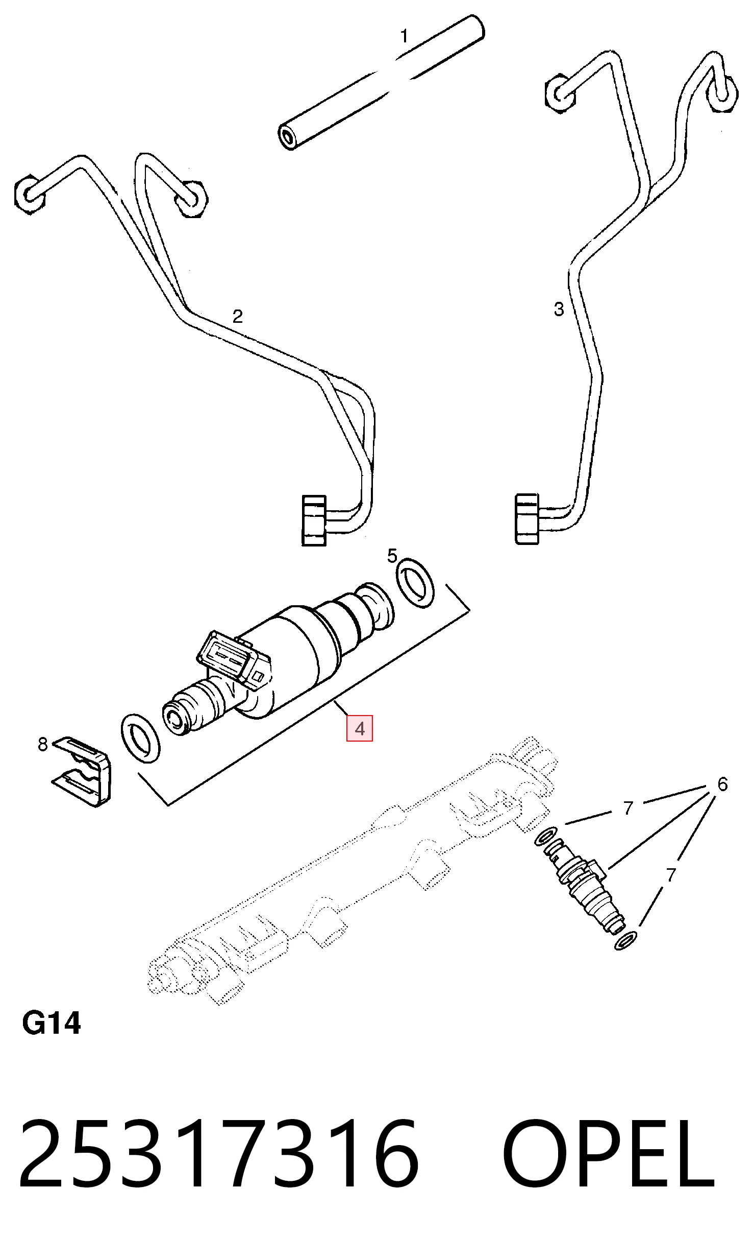 25317316 Opel Injetor de injeção de combustível