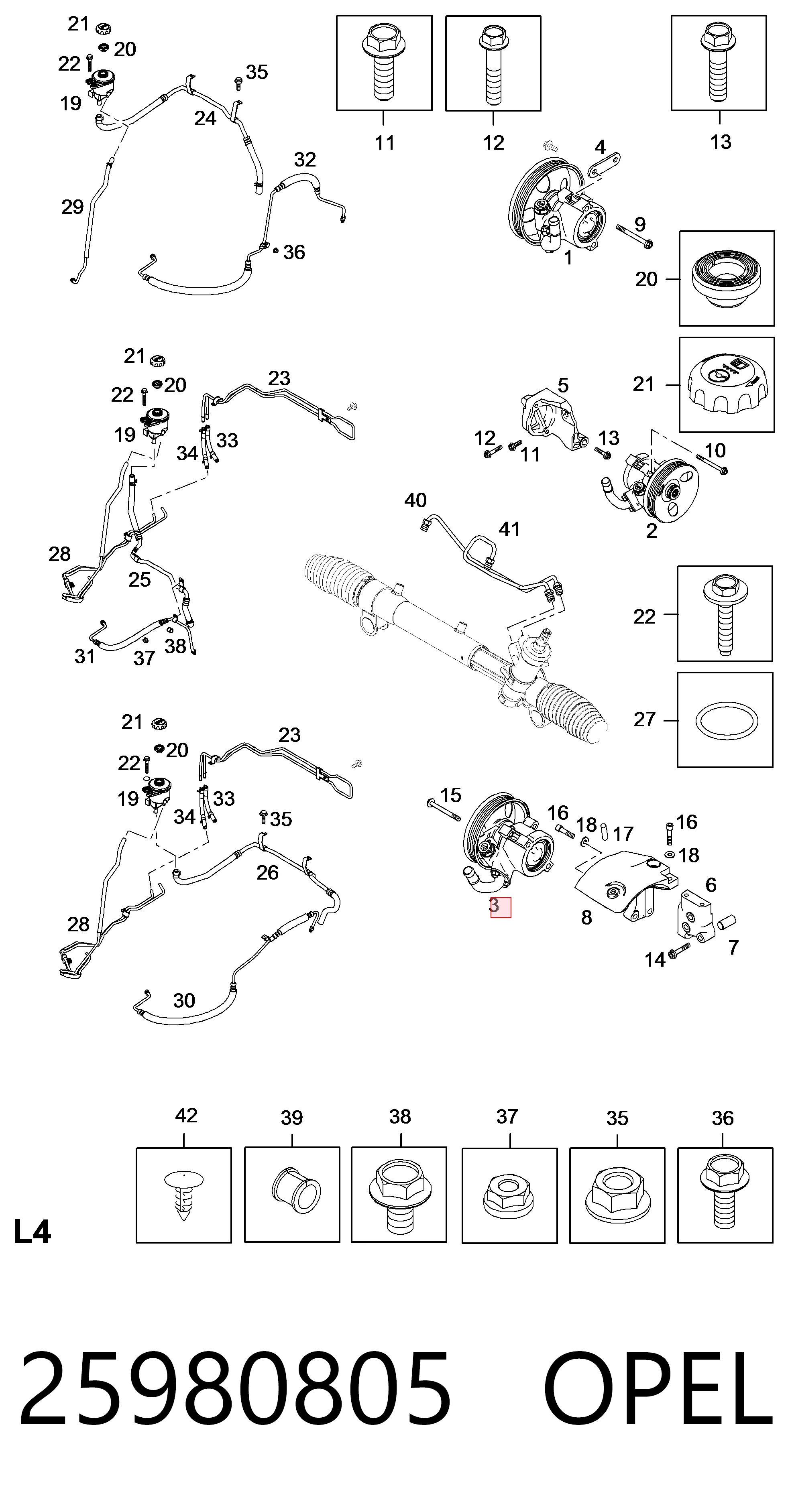 25980805 Opel Bomba da Direção hidrâulica assistida