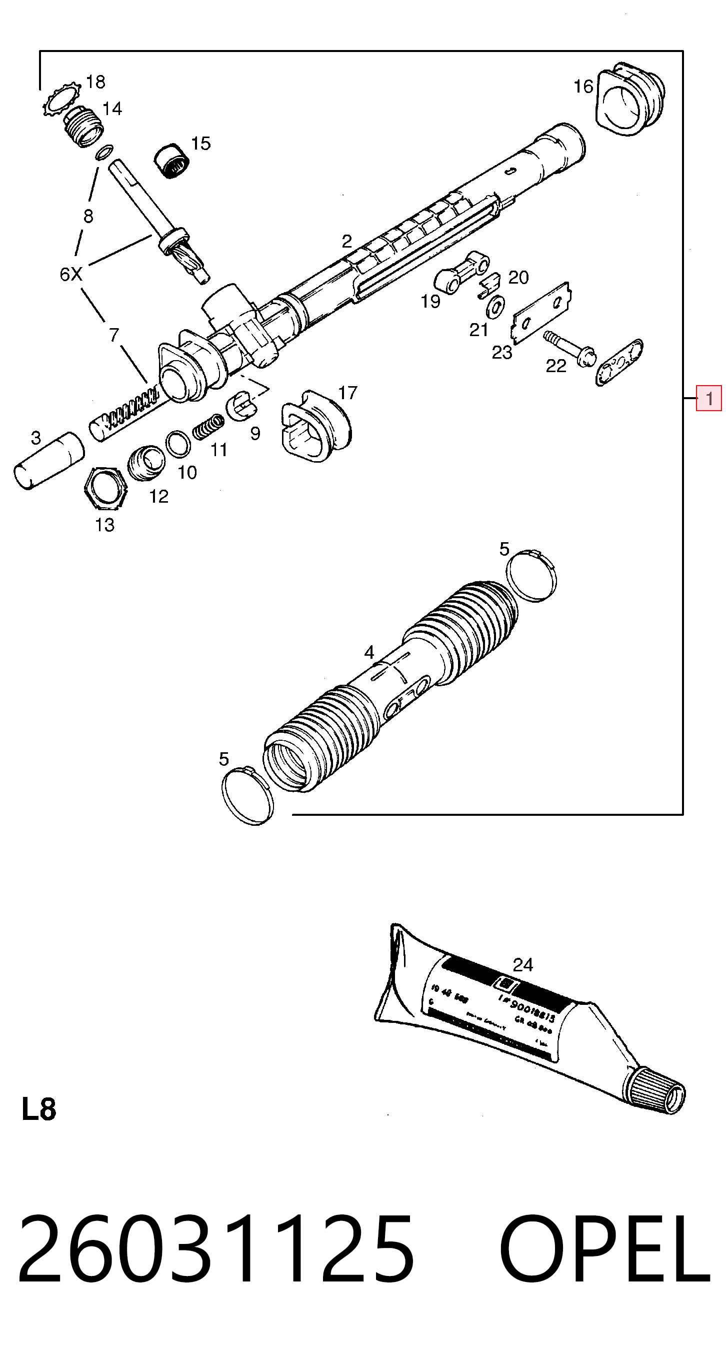 26031125 Opel Cremalheira da direção