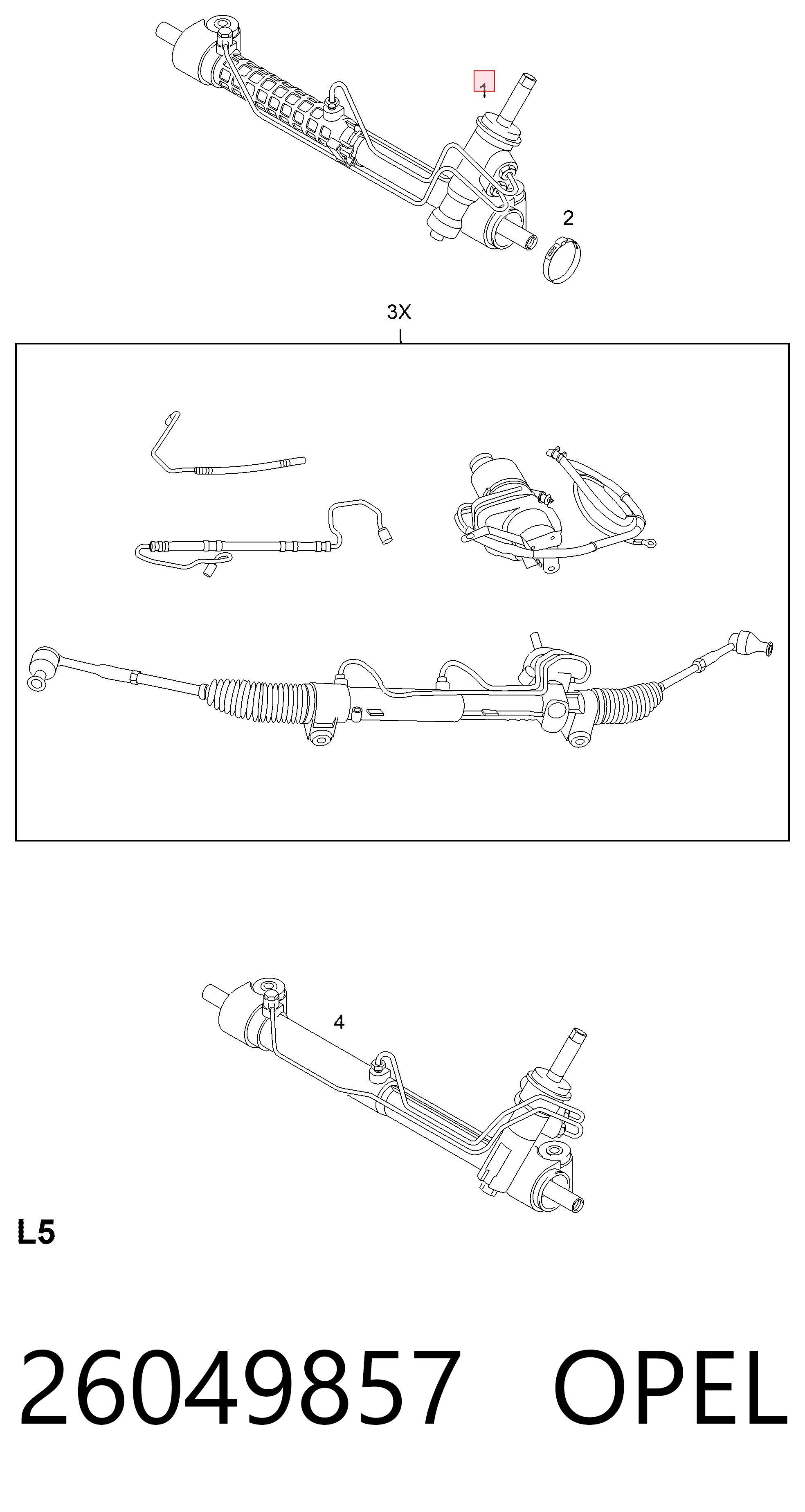 26049857 Opel Cremalheira da direção