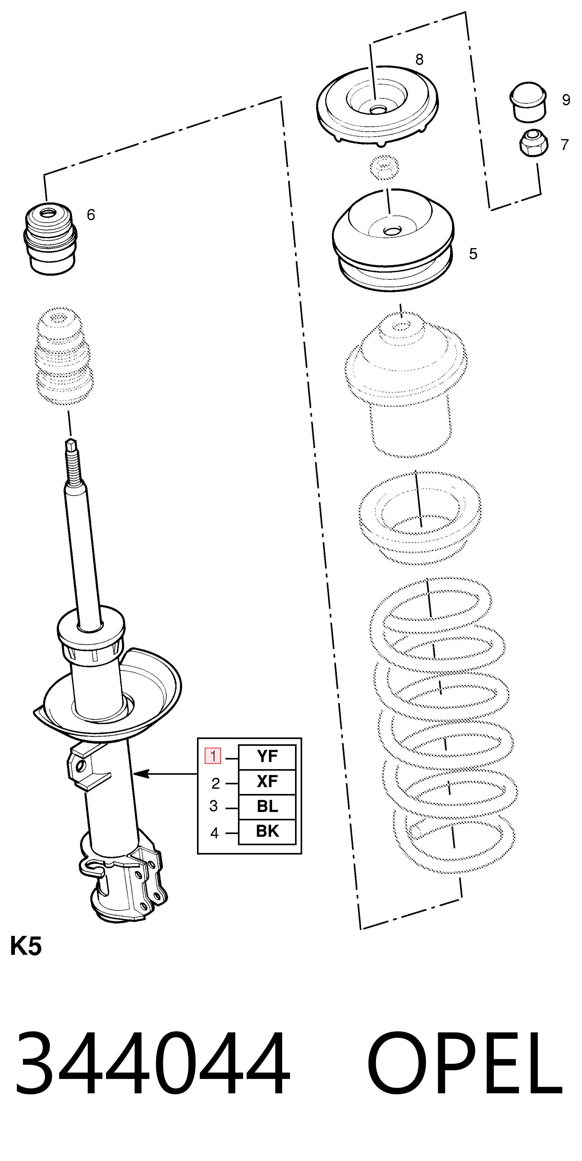 344044 Opel Amortecedor dianteiro direito
