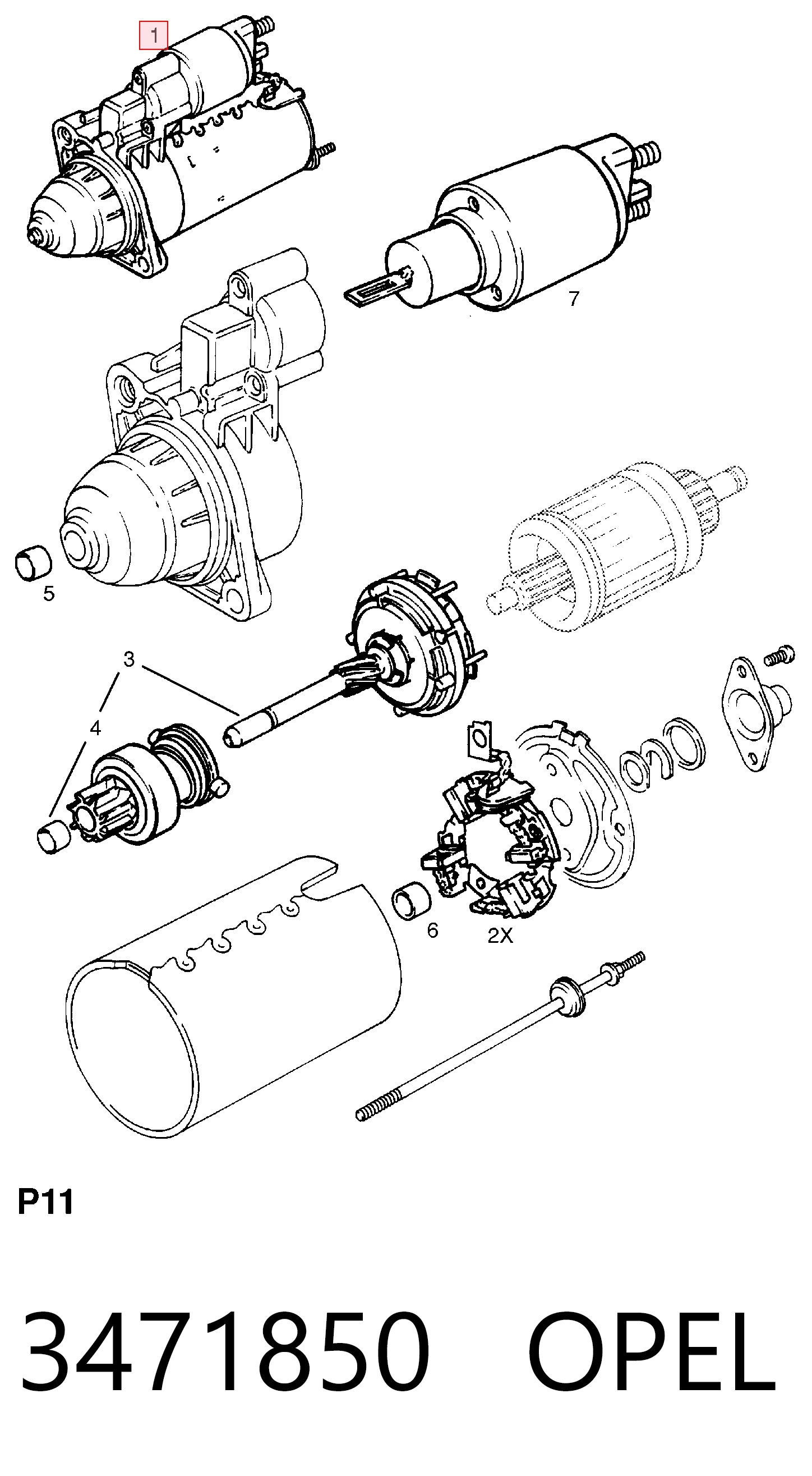  Motor de arranco Opel Omega A sedan (16, 17, 19) (1986 - 1994) A