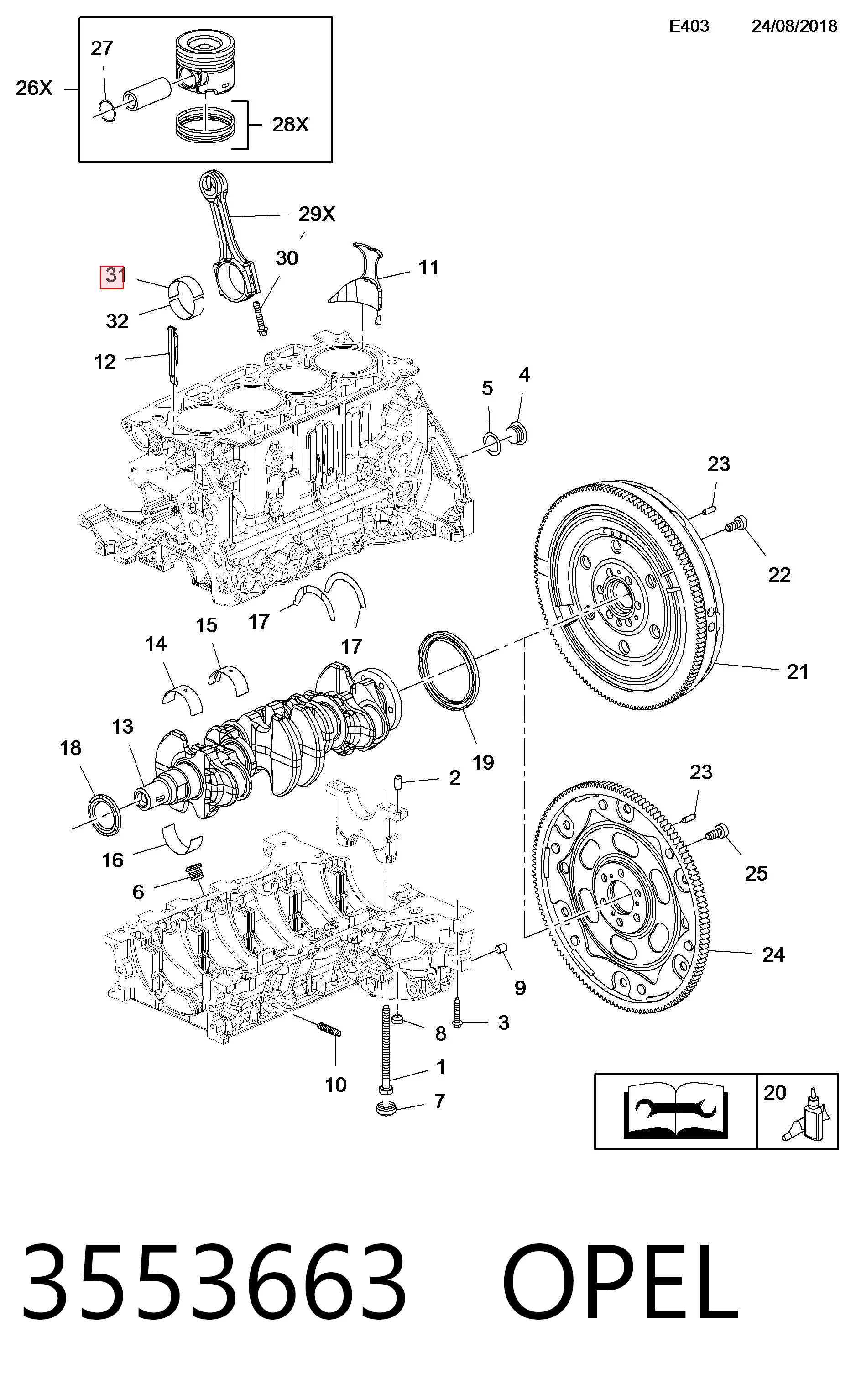 Folhas inseridas de cambota de biela, kit, padrão (STD) BB2139STD FAI