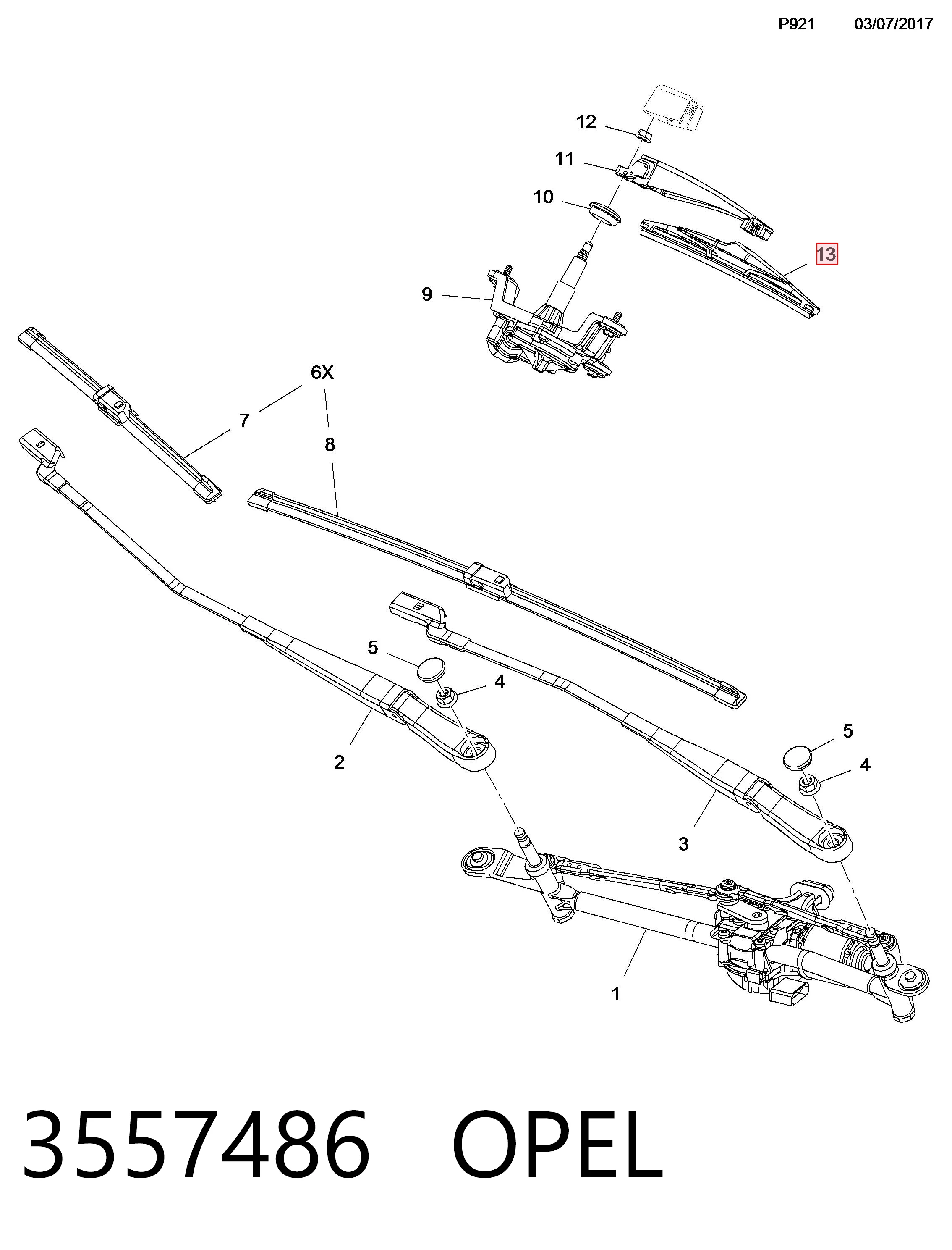 Limpa-pára-brisas de vidro traseiro 1629083480 Peugeot/Citroen