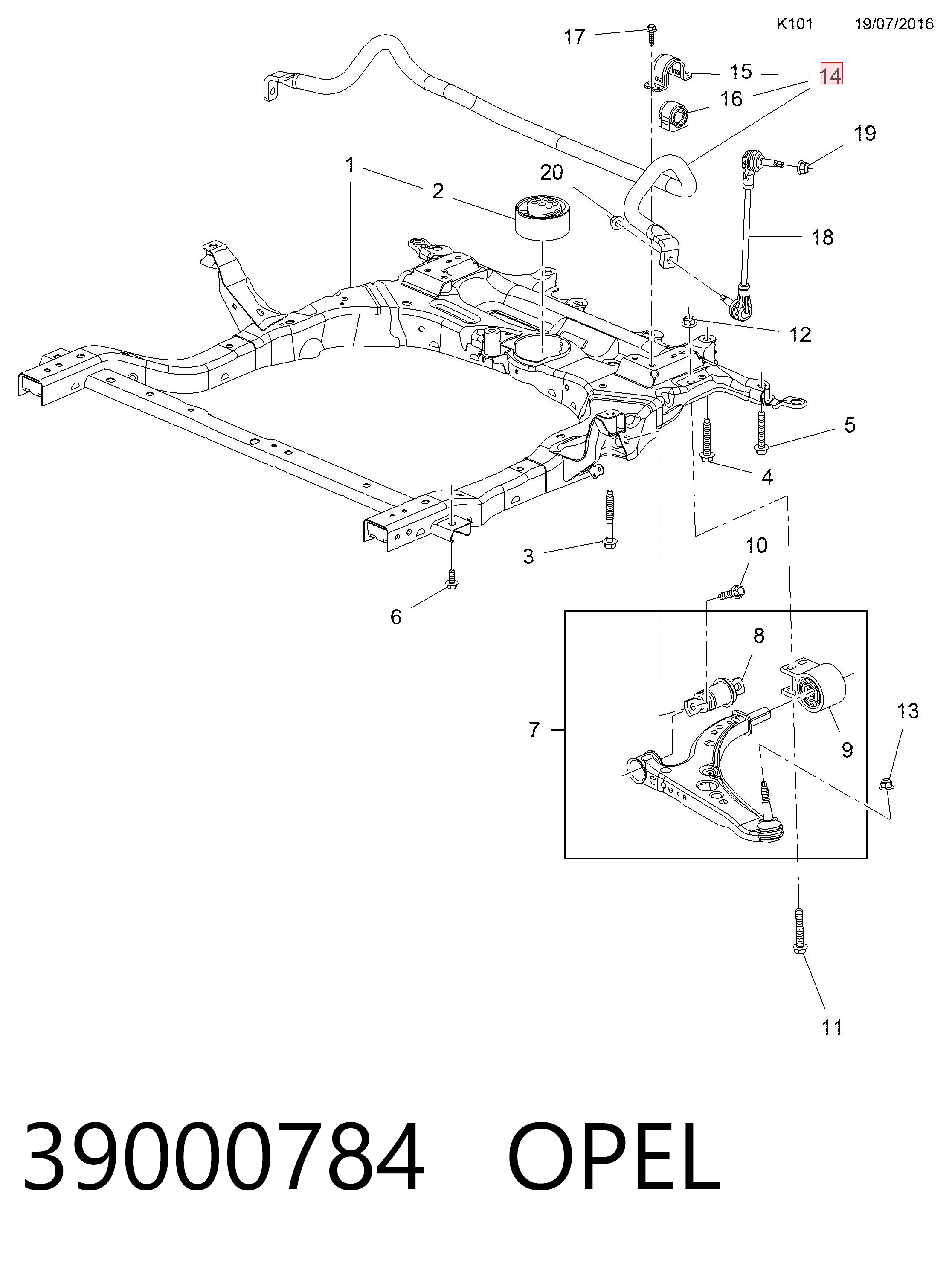 39000784 Opel Estabilizador dianteiro