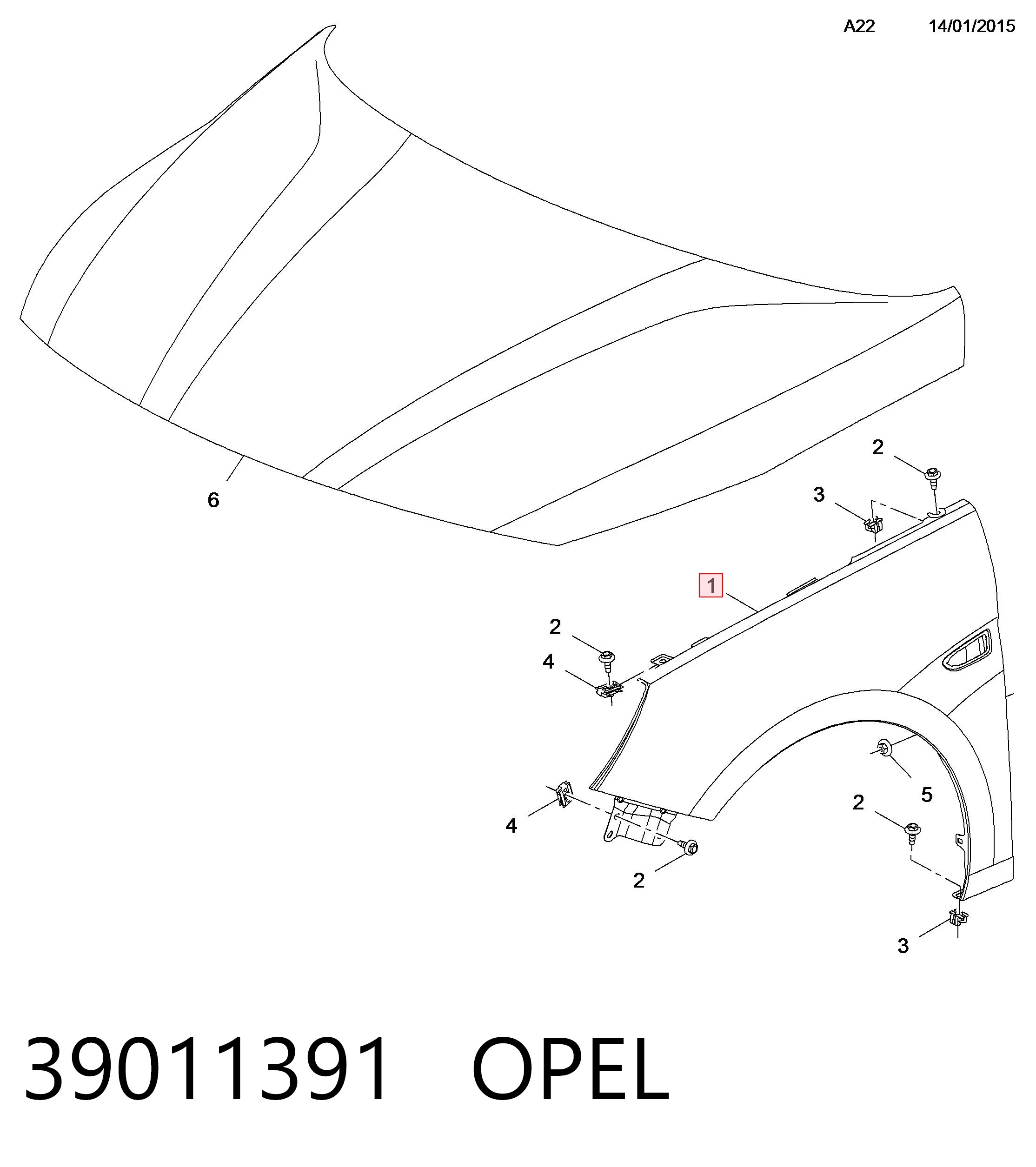 Pára-lama dianteiro direito para Opel Astra K 