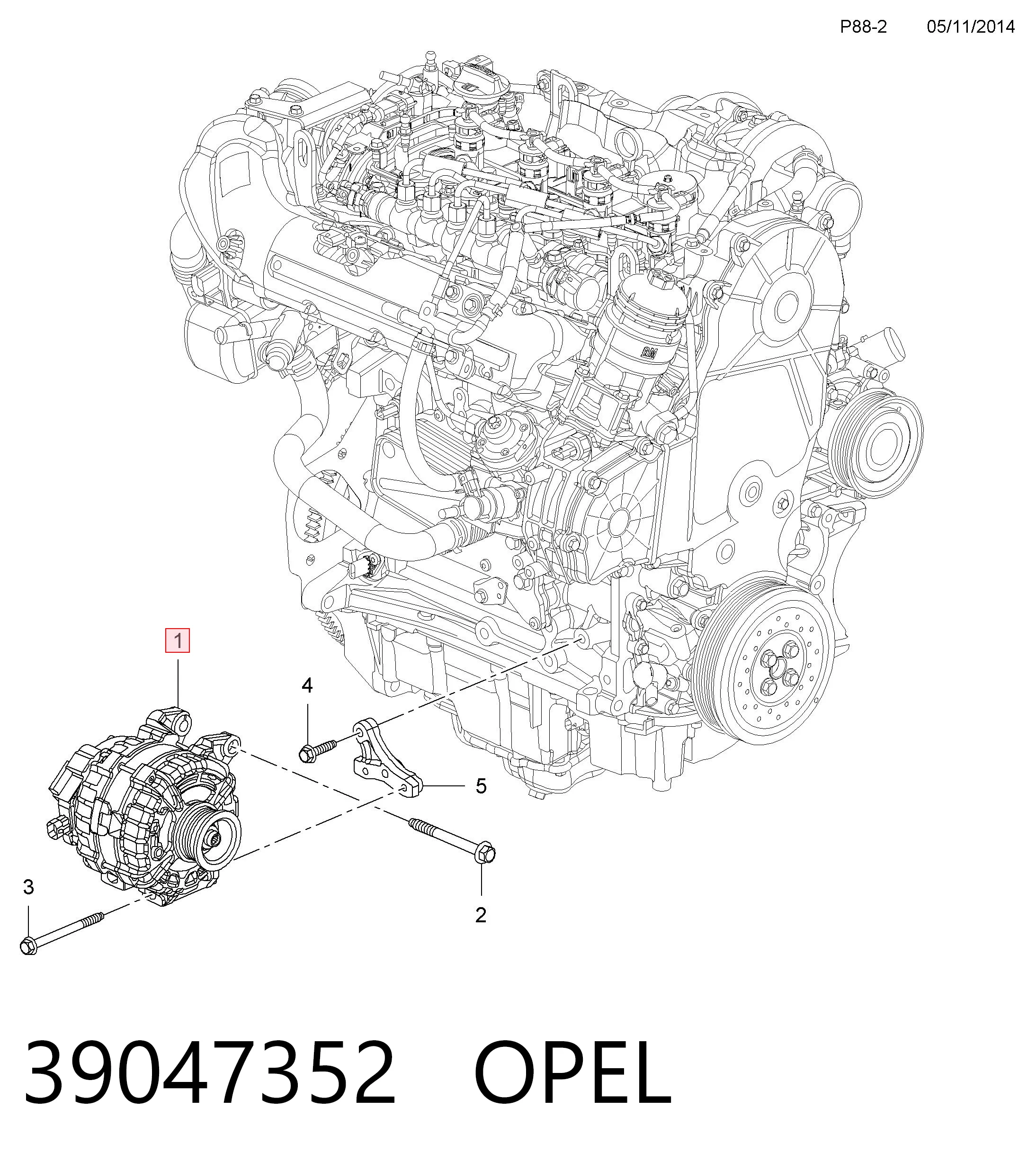 39047352 Opel Gerador