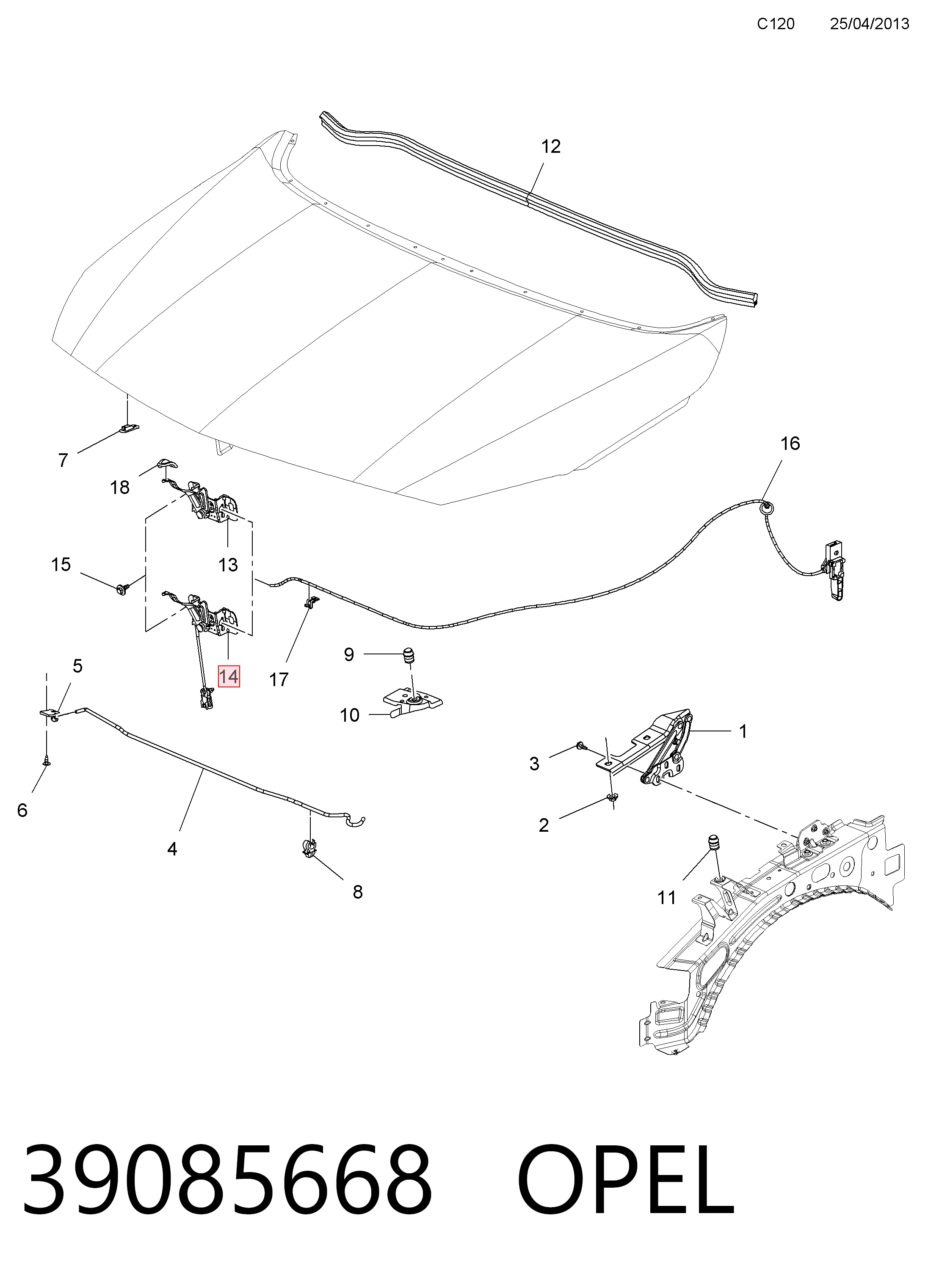  Fecho da capota Opel Astra J hatchback (2009 - 2016) J