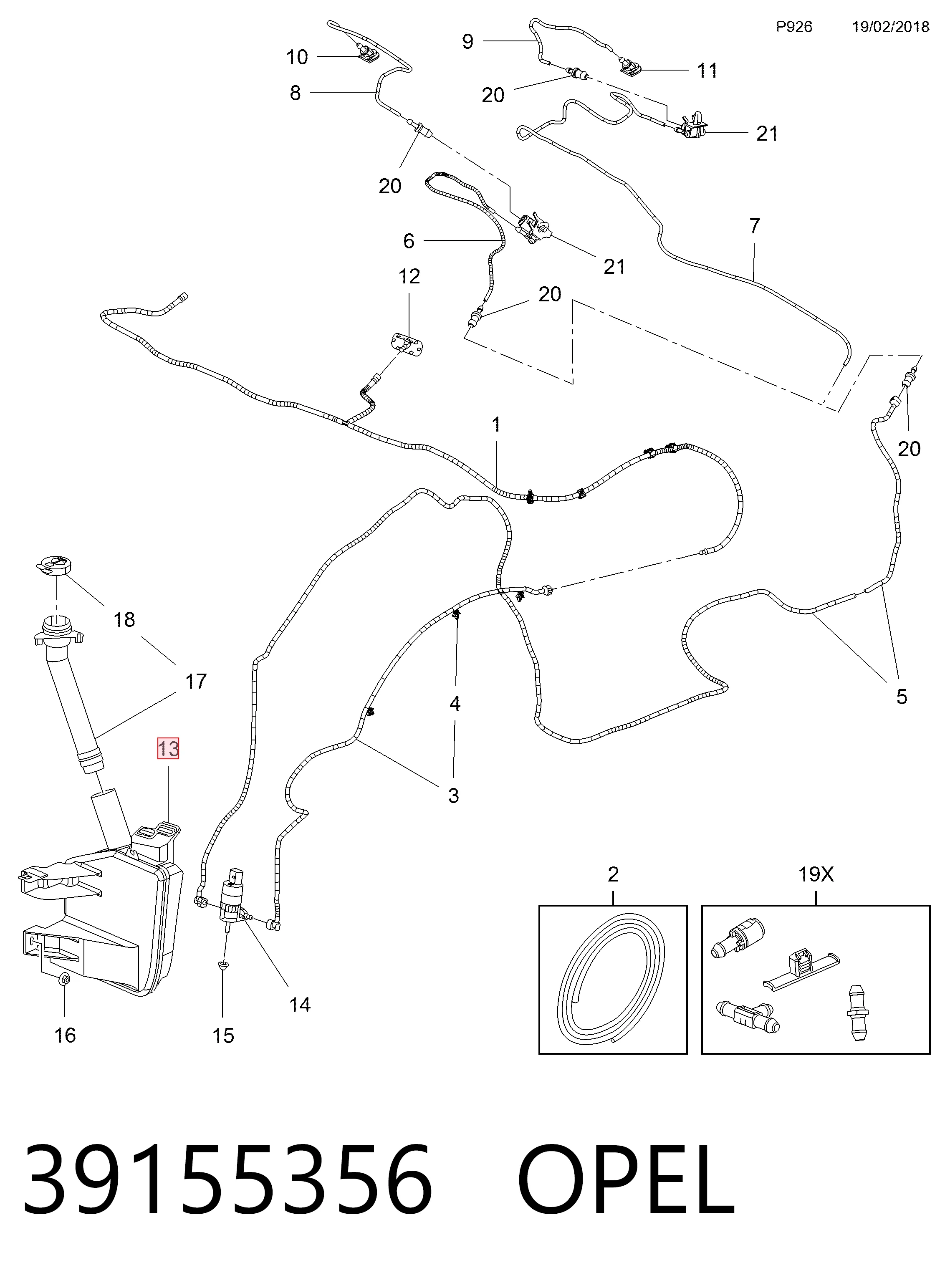 39155356 Peugeot/Citroen Tanque de fluido para lavador de vidro