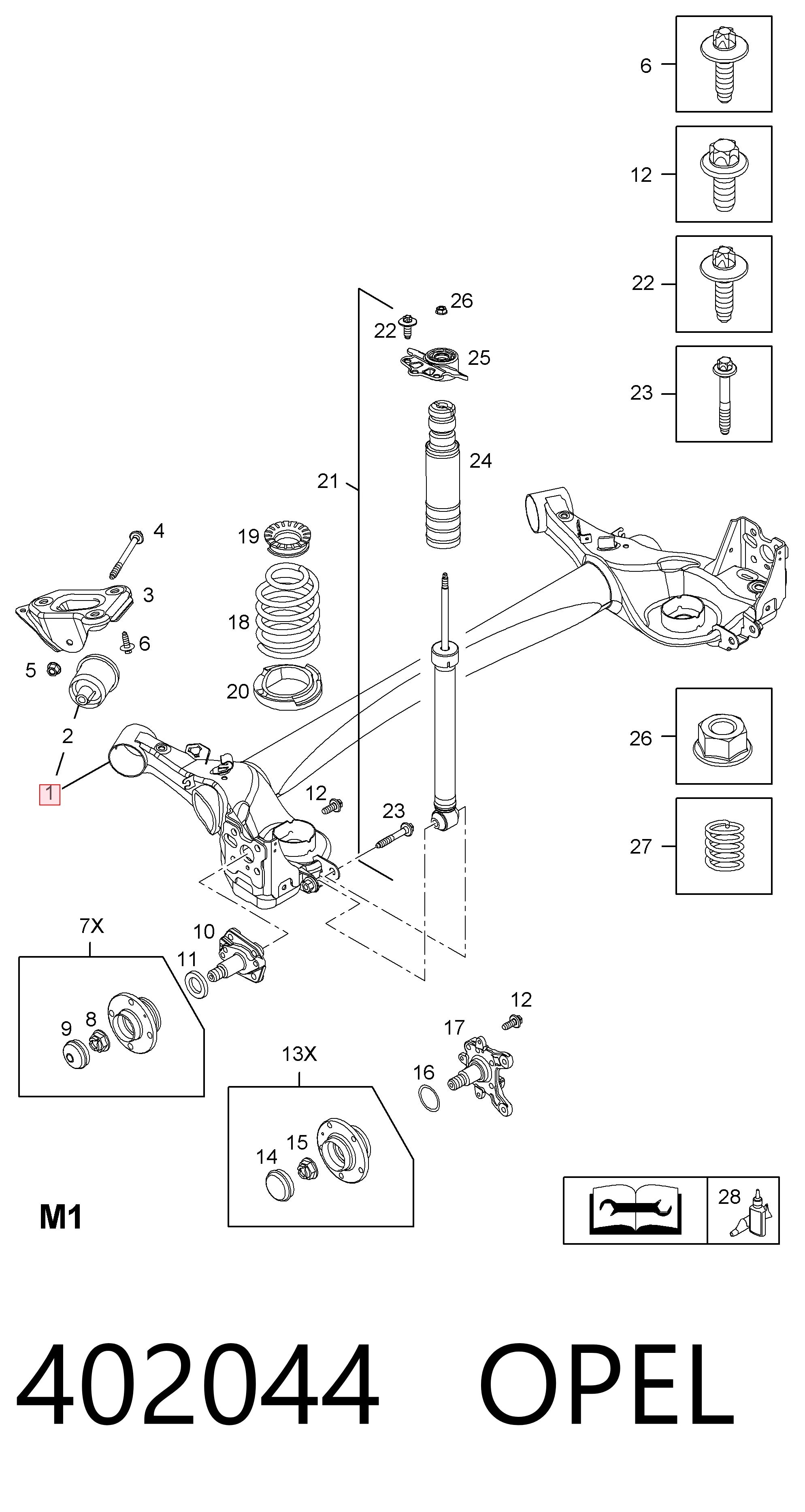 Viga de suspensão traseira (plataforma veicular) Fiat Punto GRAND 199