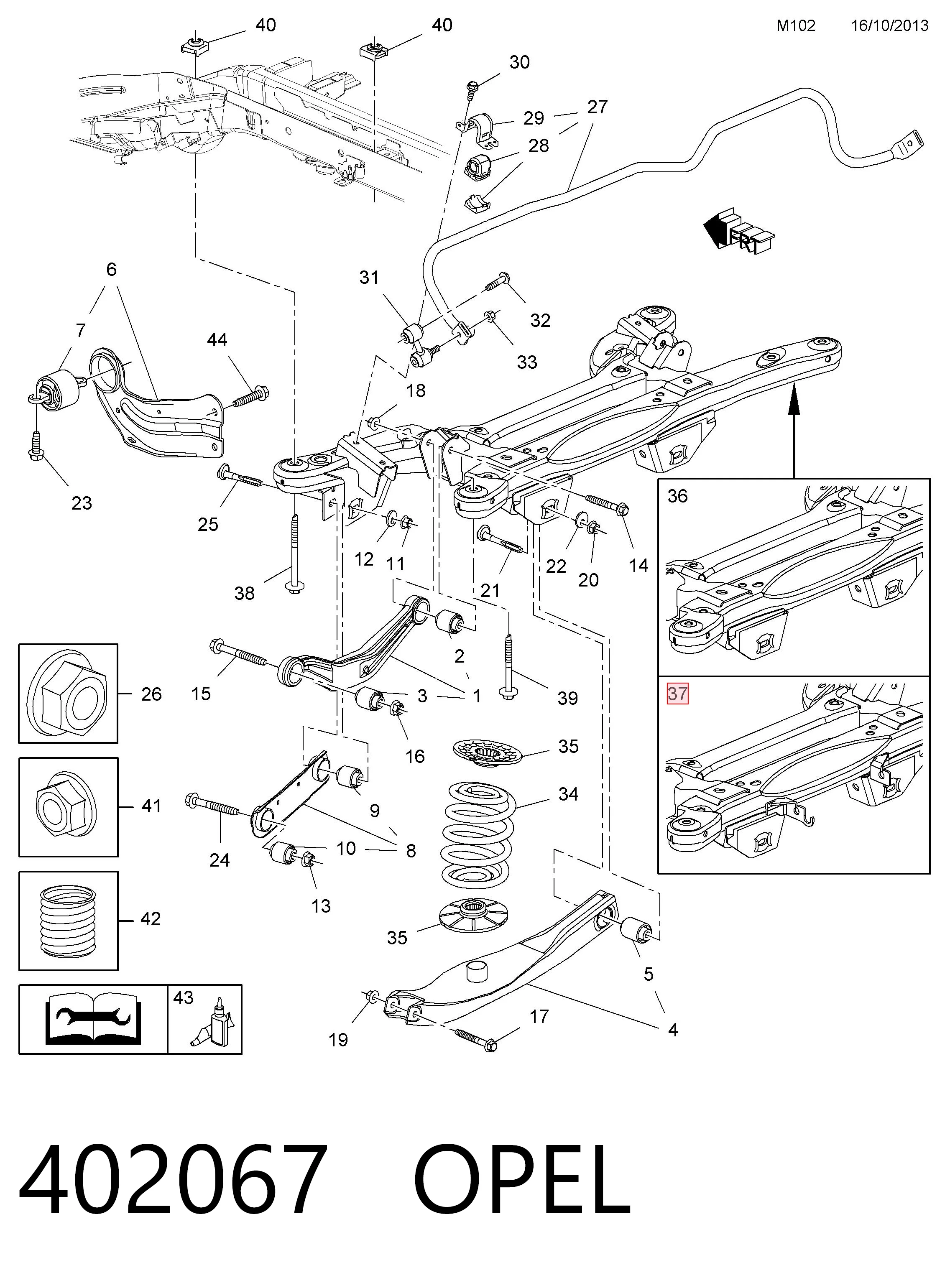  Viga de suspensão traseira (plataforma veicular) Opel Insignia A carrinha (G09) (2008 - 2017) A