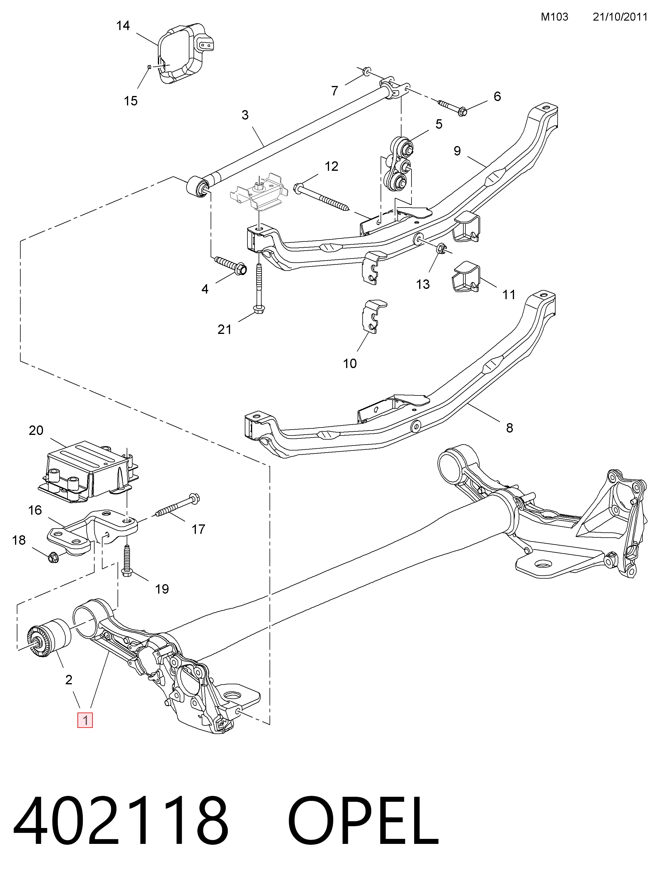 Viga de suspensão traseira (plataforma veicular) para Opel Astra J Sports Tourer P10