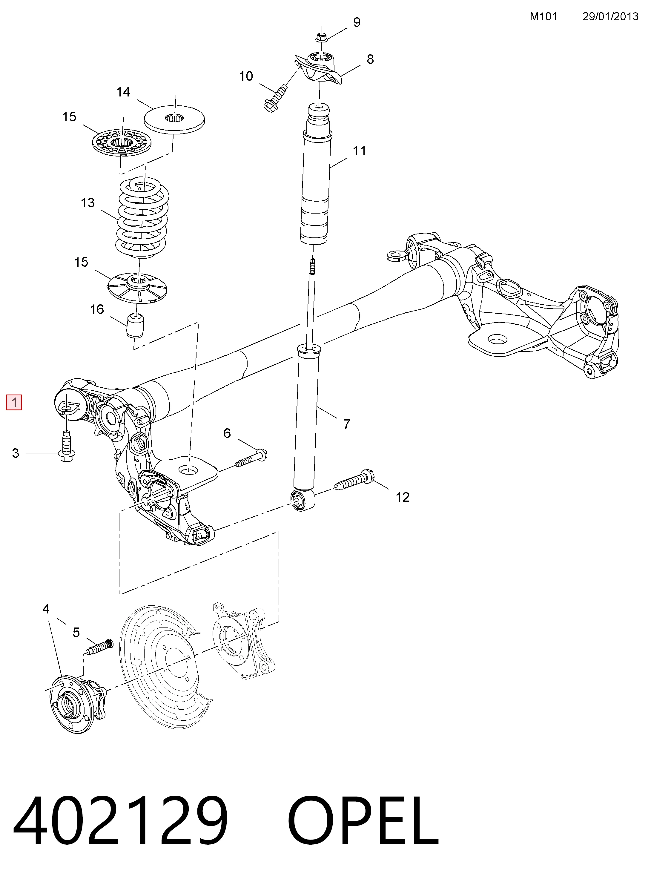 Viga de suspensão traseira (plataforma veicular) 95325751 Peugeot/Citroen