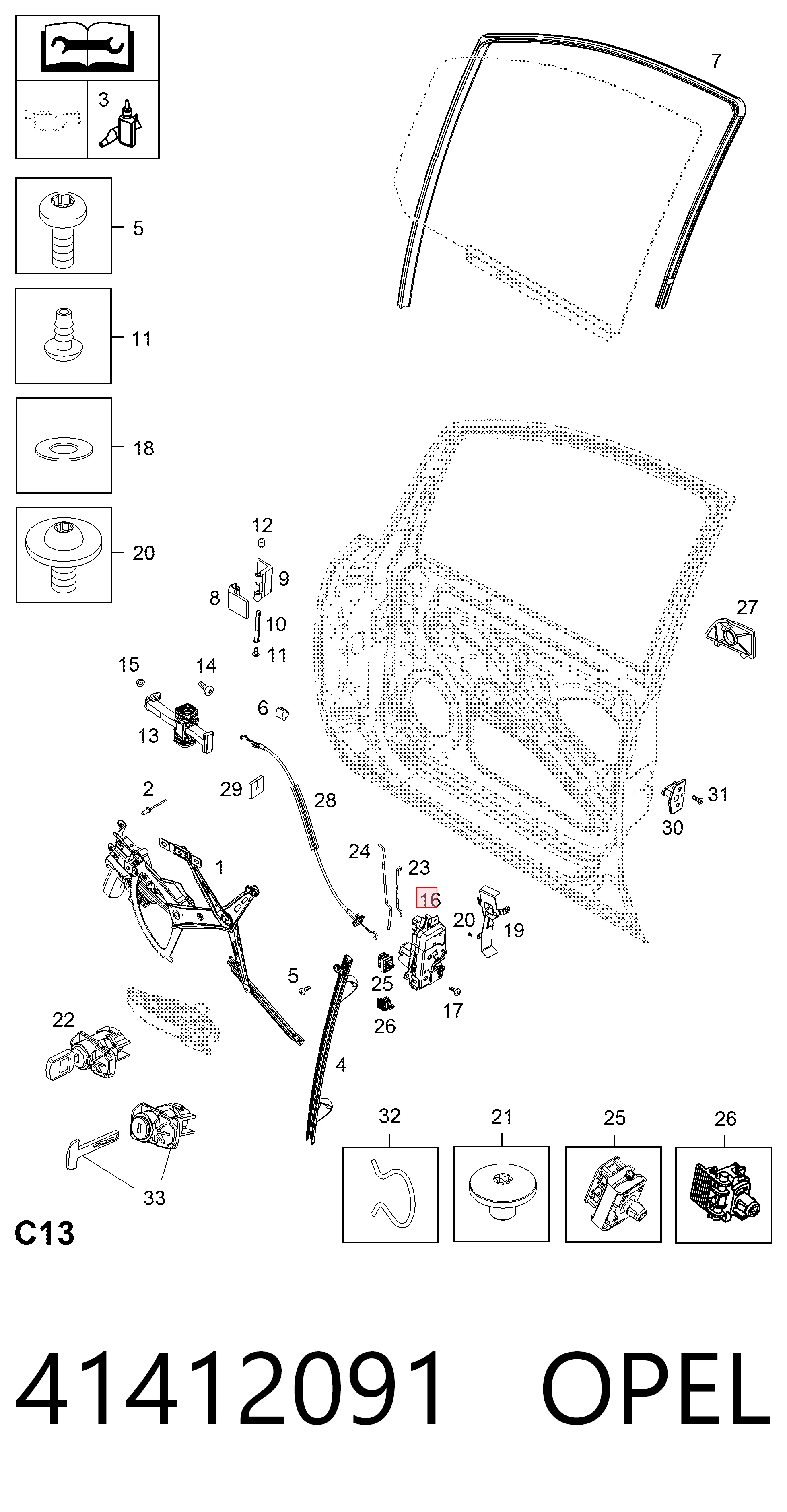 Fecho da porta dianteira esquerda Opel Astra H TWINTOP L67