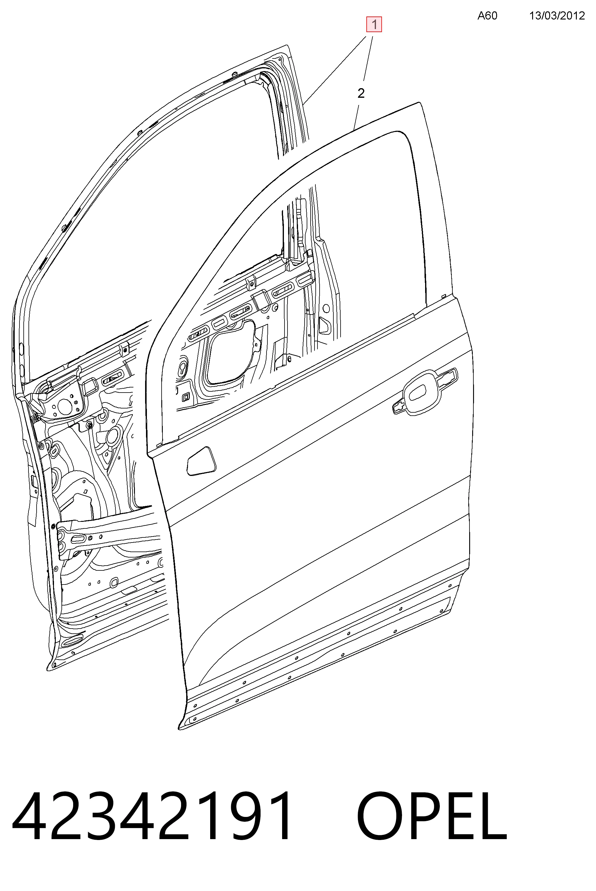 Porta dianteira esquerda Opel Mokka I J13