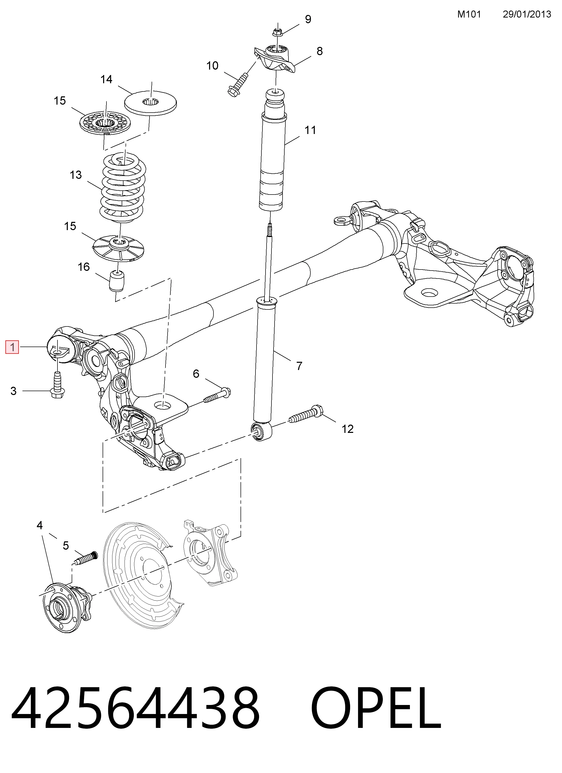 Viga de suspensão traseira (plataforma veicular) Opel Mokka  J13 ao melhor preço
