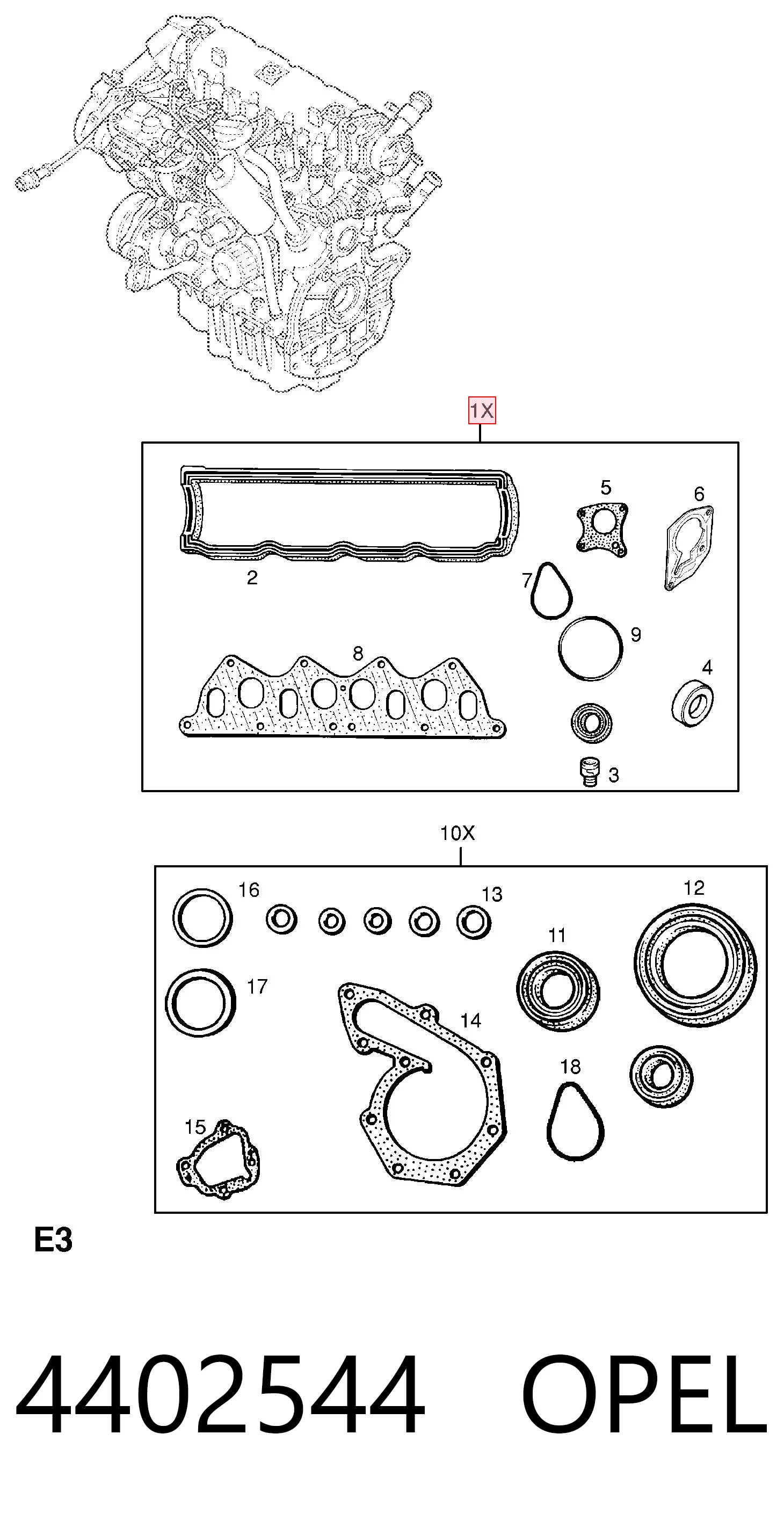 Kit superior de vedantes de motor D3275200 Glaser