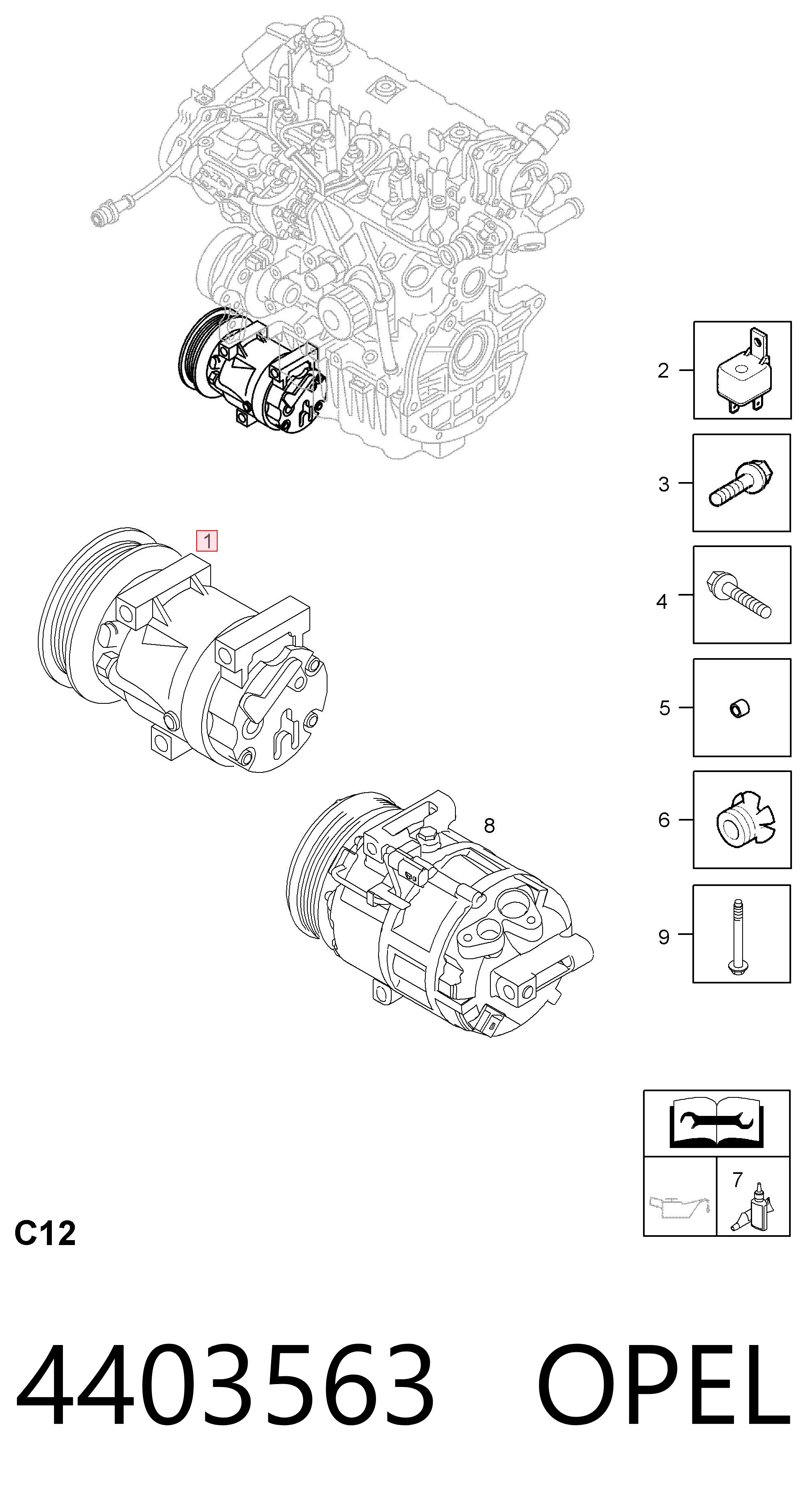 4403563 Opel Compressor de aparelho de ar condicionado